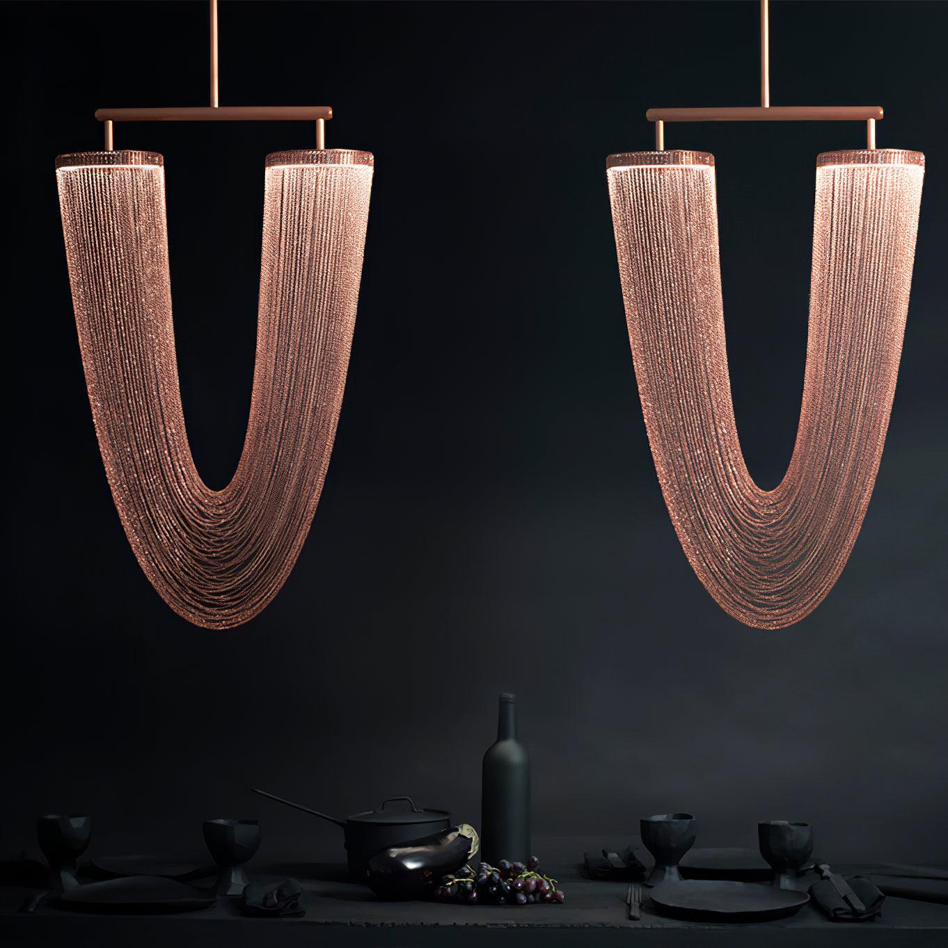 Lustra Pendant Light Copper Chain Sculptural Modern - Image 6