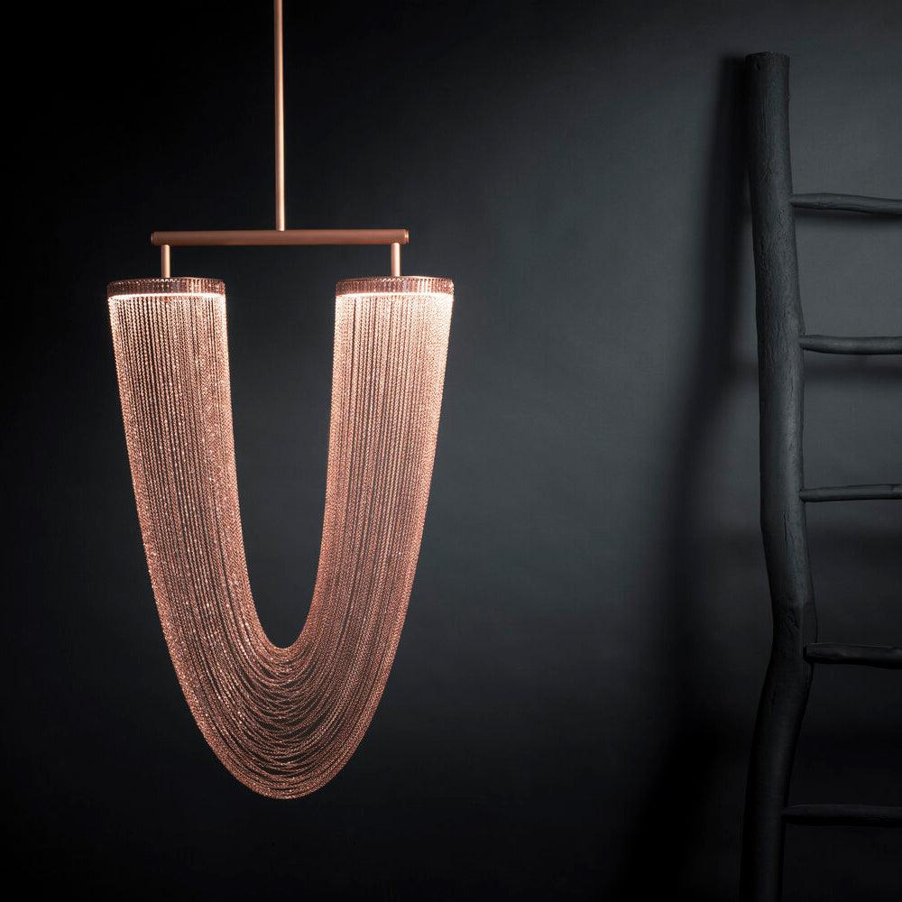 Lustra Pendant Light Copper Chain Sculptural Modern - Image 7