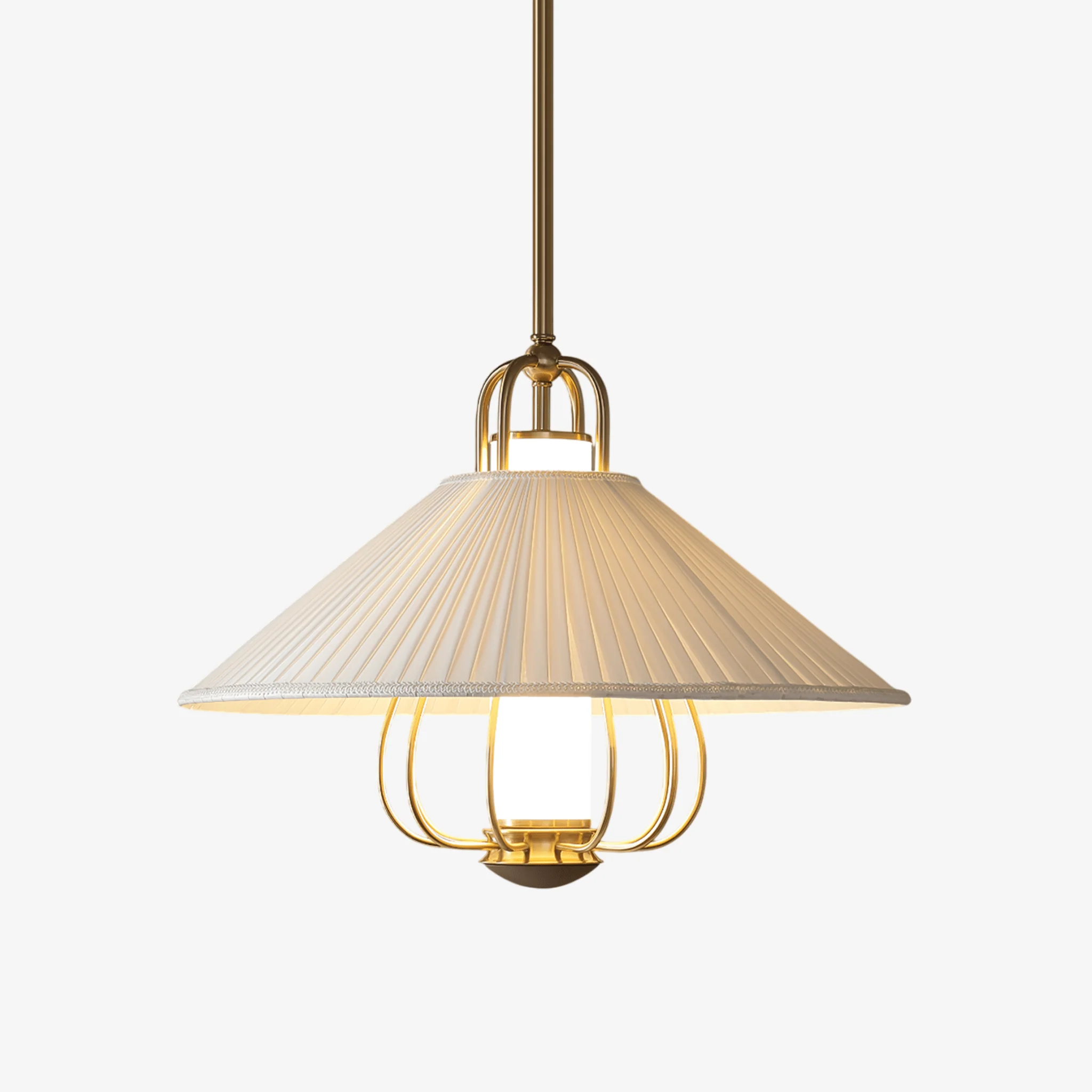 Lustra Pendant Light Fabric Gold LED Dining
