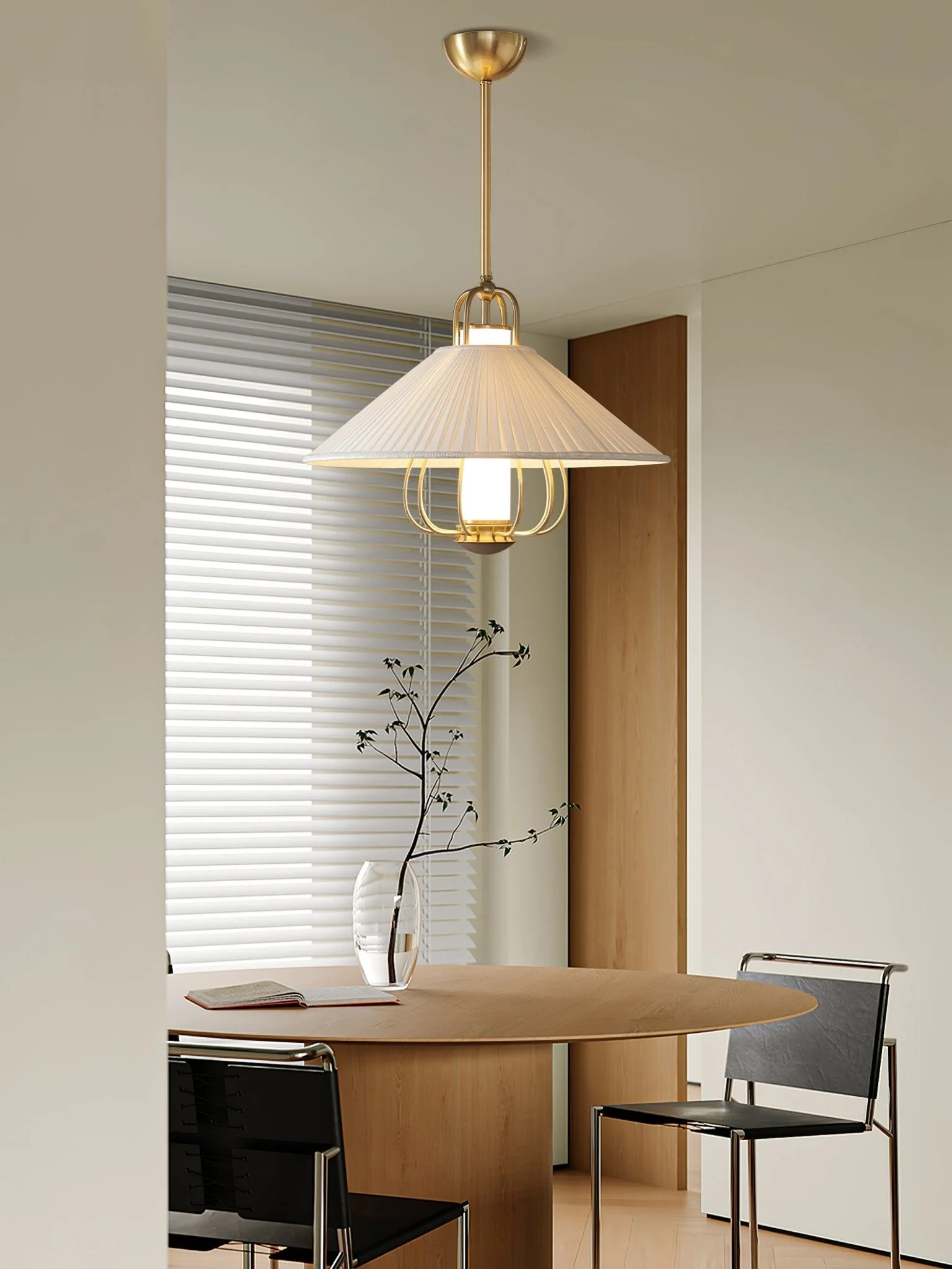 Lustra Pendant Light Fabric Gold LED Dining - Image 7