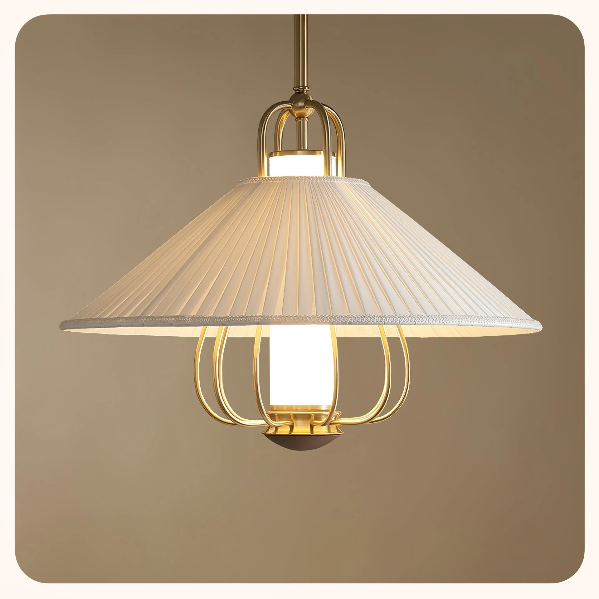Lustra Pendant Light Fabric Gold LED Dining - Image 8