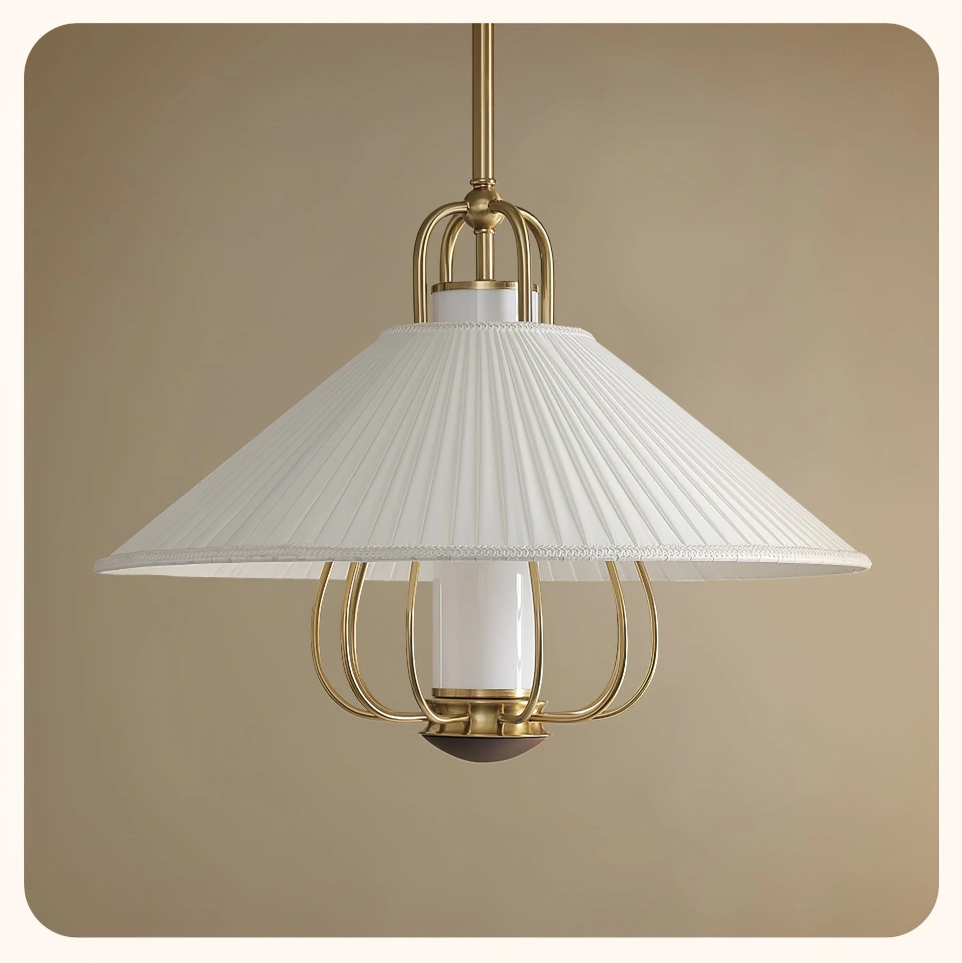 Lustra Pendant Light Fabric Gold LED Dining - Image 9