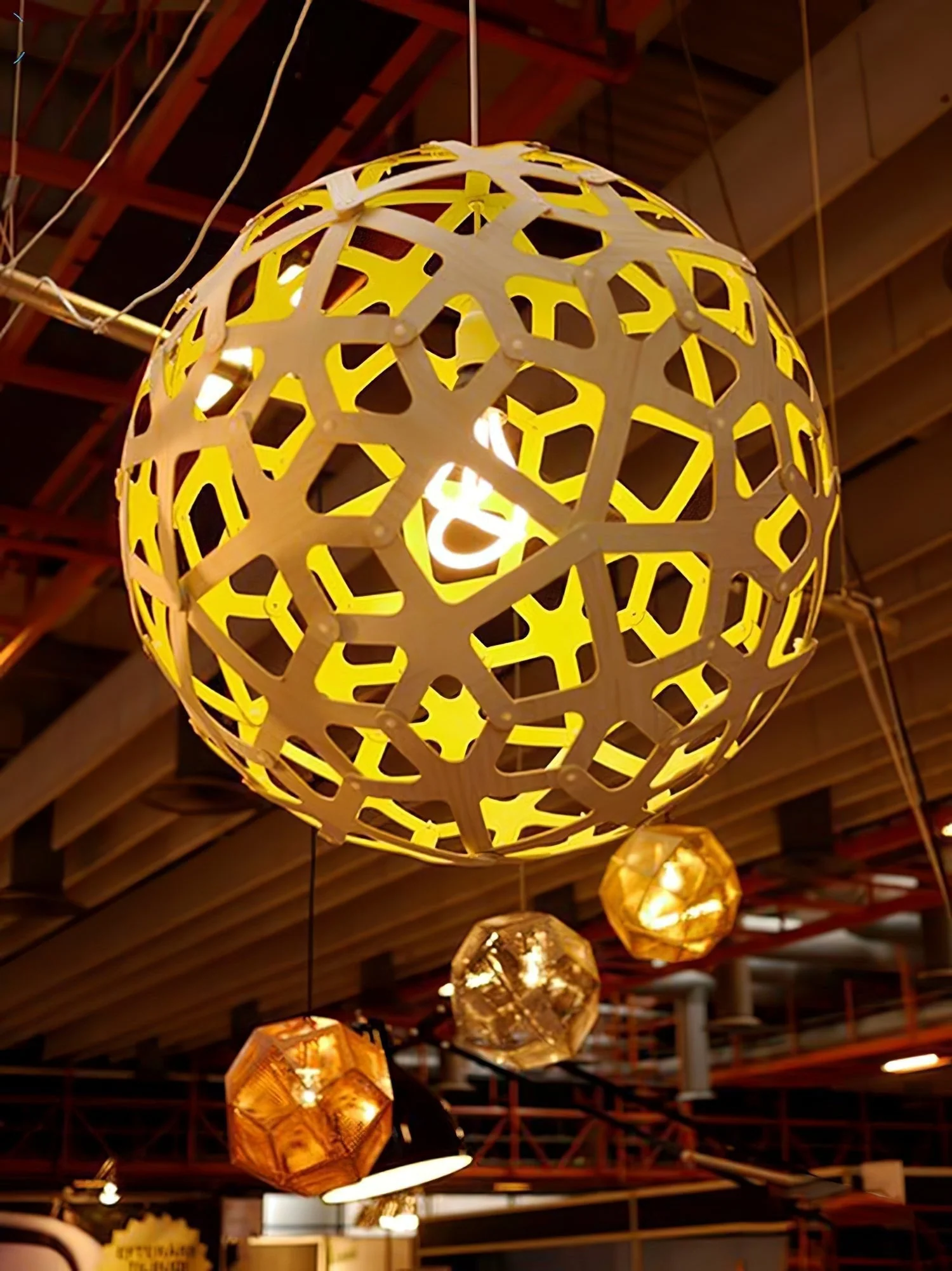 Lustra Pendant Light Geometric Wooden Woven - Image 20