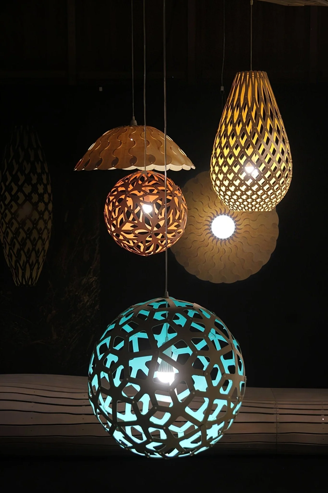 Lustra Pendant Light Geometric Wooden Woven - Image 21