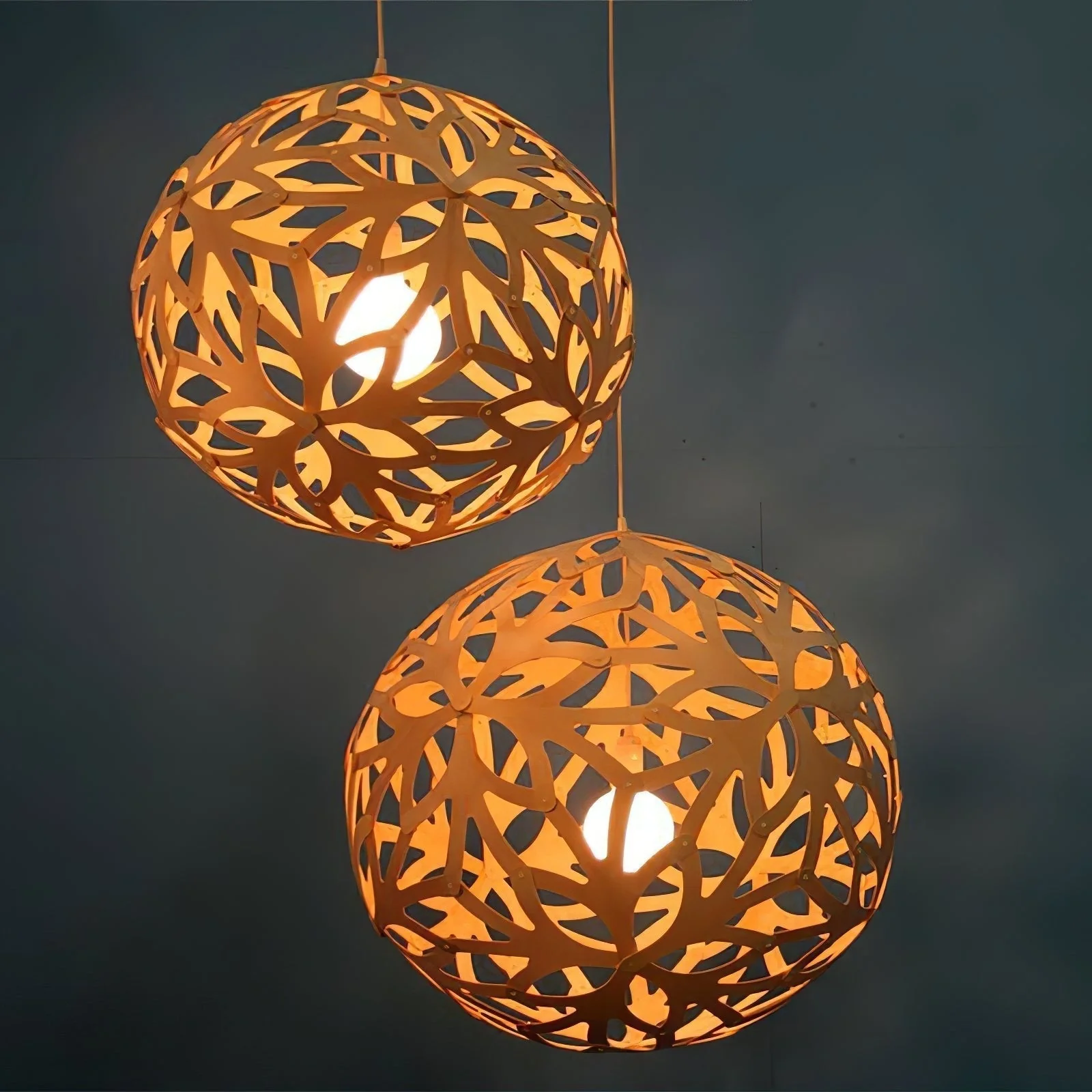 Lustra Pendant Light Geometric Wooden Woven - Image 26