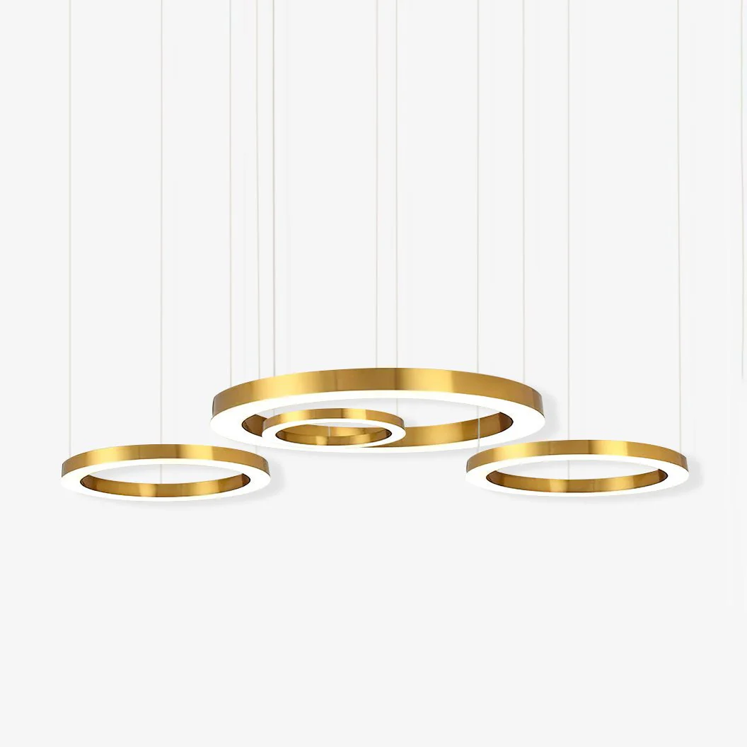 Lustra Pendant Light LED Ring Gold Modern 3-Ring