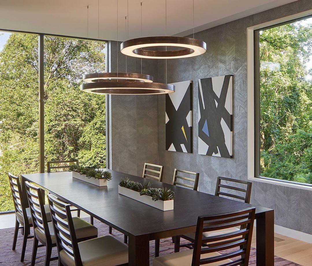 Lustra Pendant Light LED Ring Gold Modern 3-Ring - Image 15