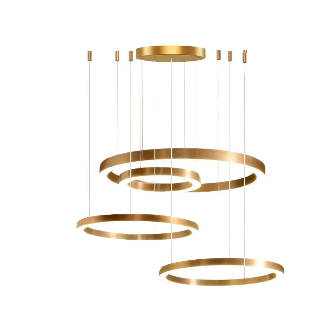 Lustra Pendant Light LED Ring Gold Modern 3-Ring - Image 36