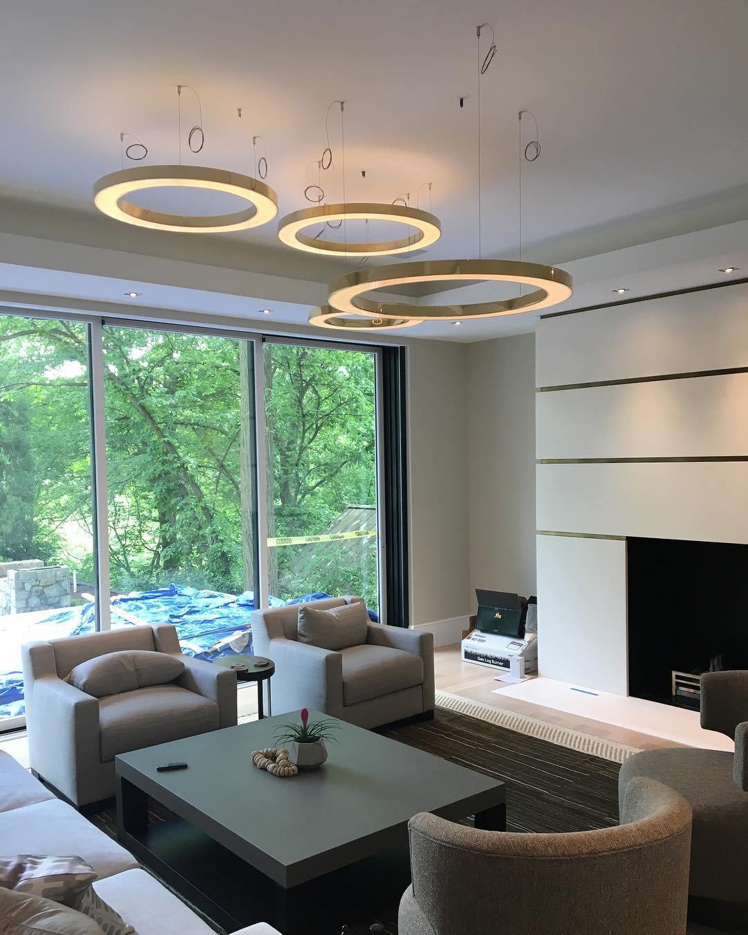 Lustra Pendant Light LED Ring Gold Modern 3-Ring - Image 45