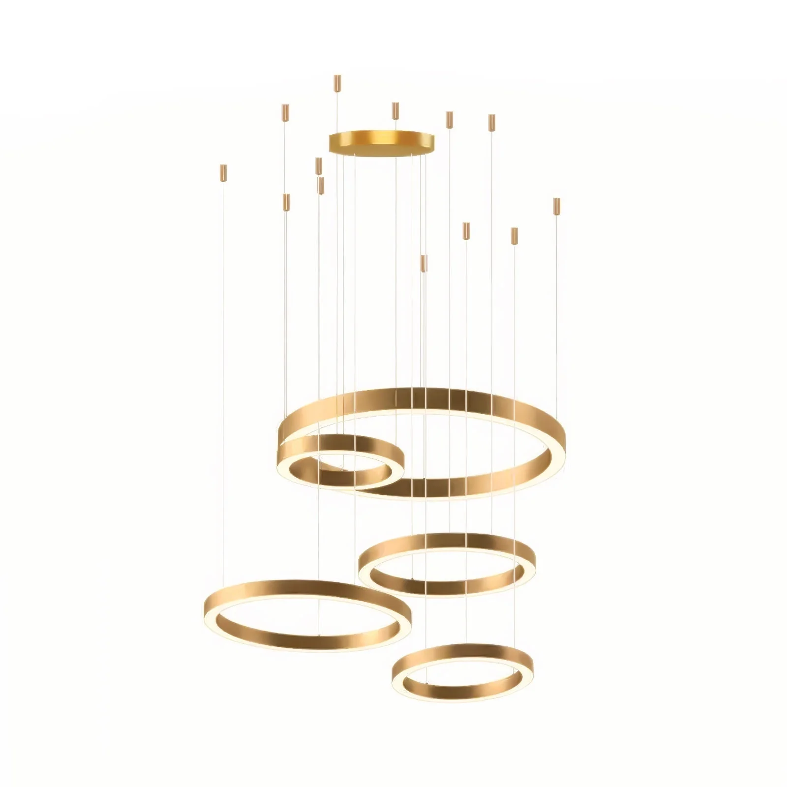 Lustra Pendant Light LED Ring Gold Modern 3-Ring - Image 58