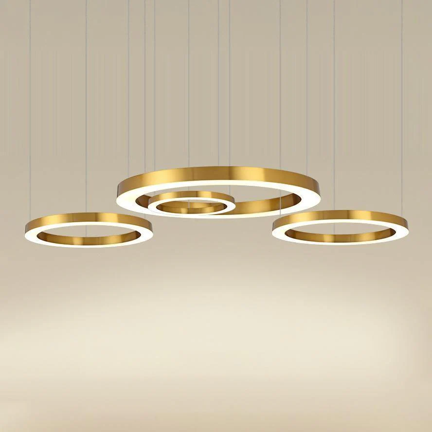Lustra Pendant Light LED Ring Gold Modern 3-Ring - Image 60