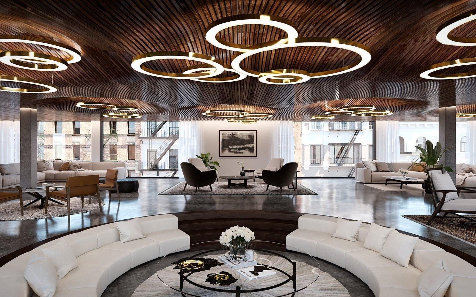 Lustra Pendant Light LED Ring Gold Modern 3-Ring - Image 61
