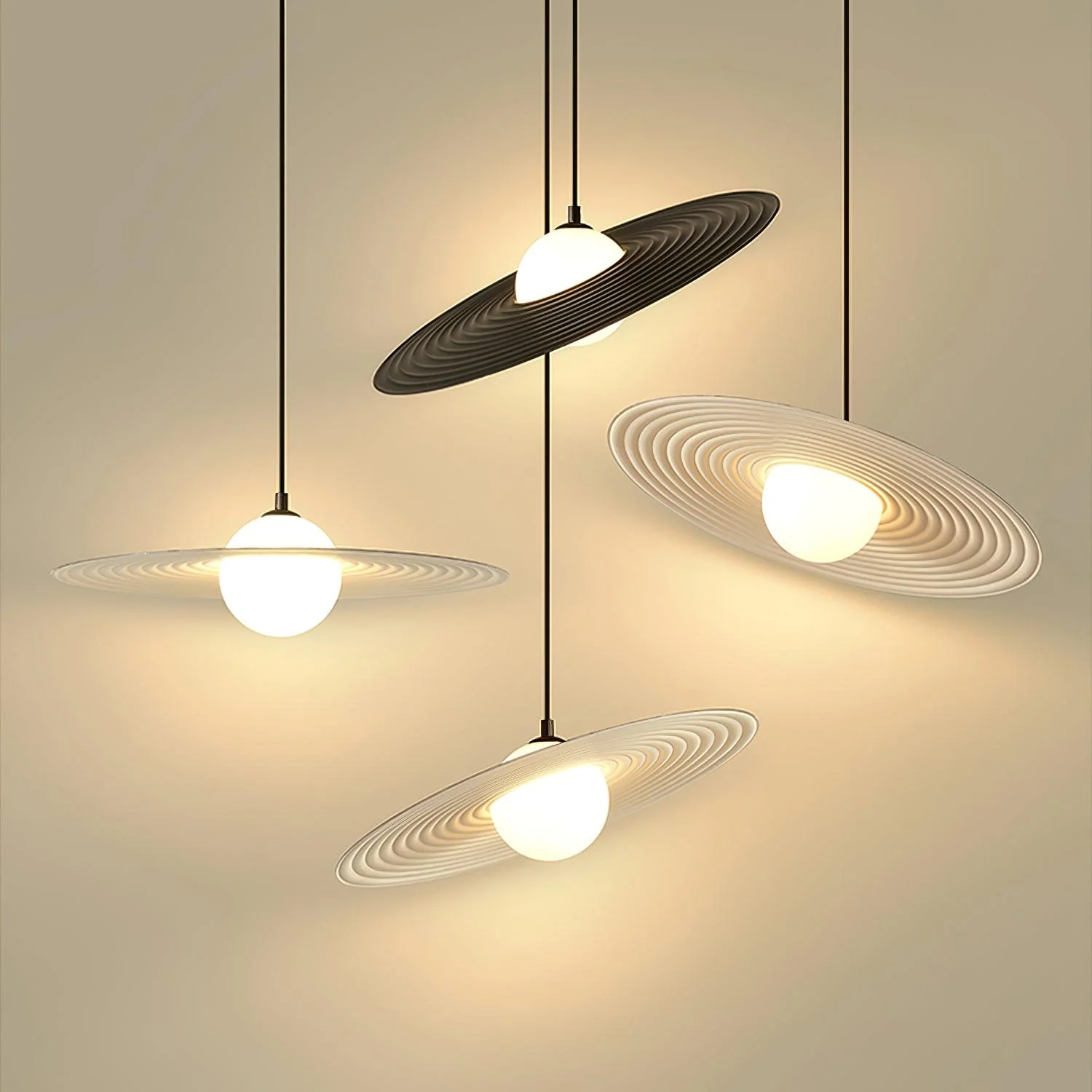 Lustra Pendant Light PE LED Plate White and Black - Image 16