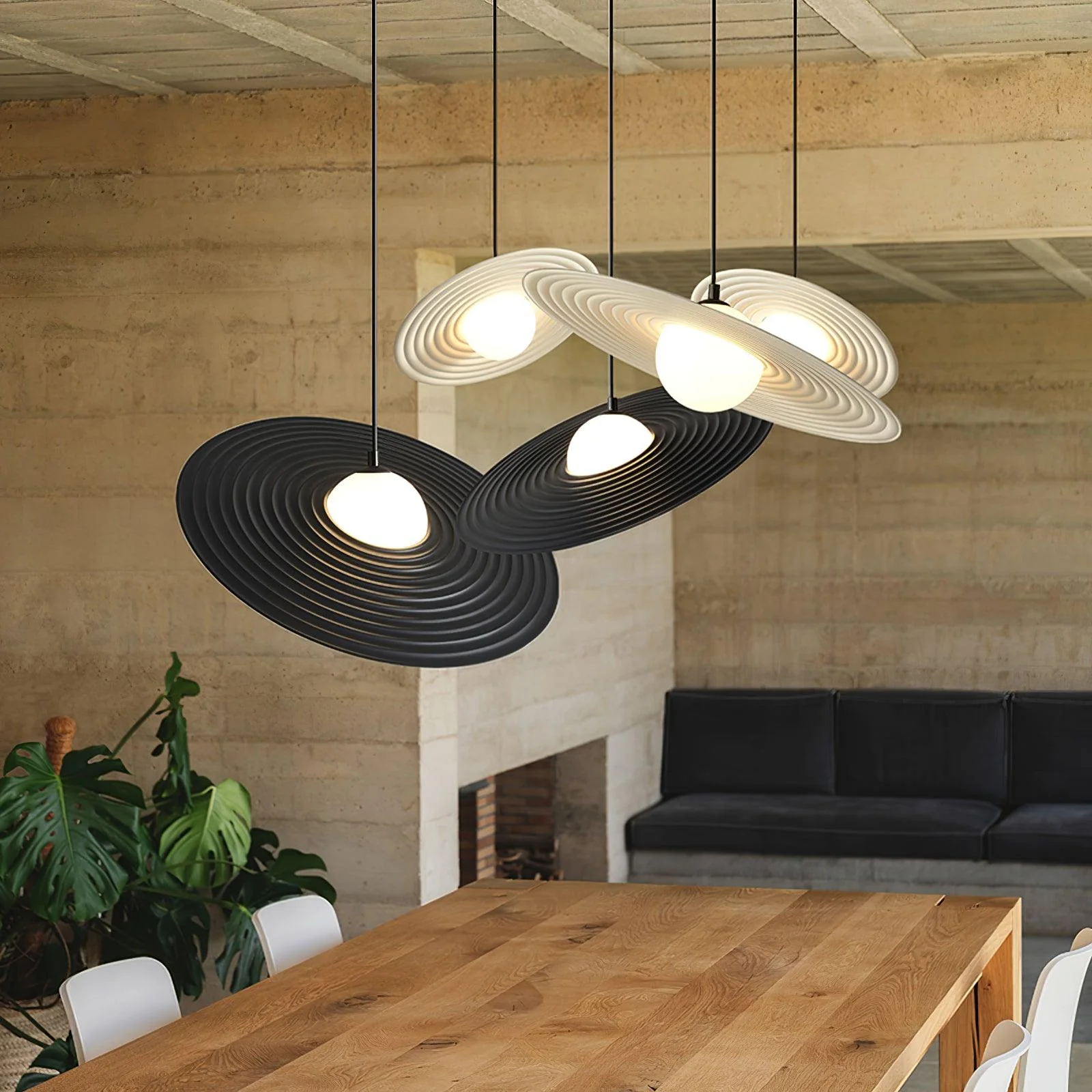 Lustra Pendant Light PE LED Plate White and Black - Image 4