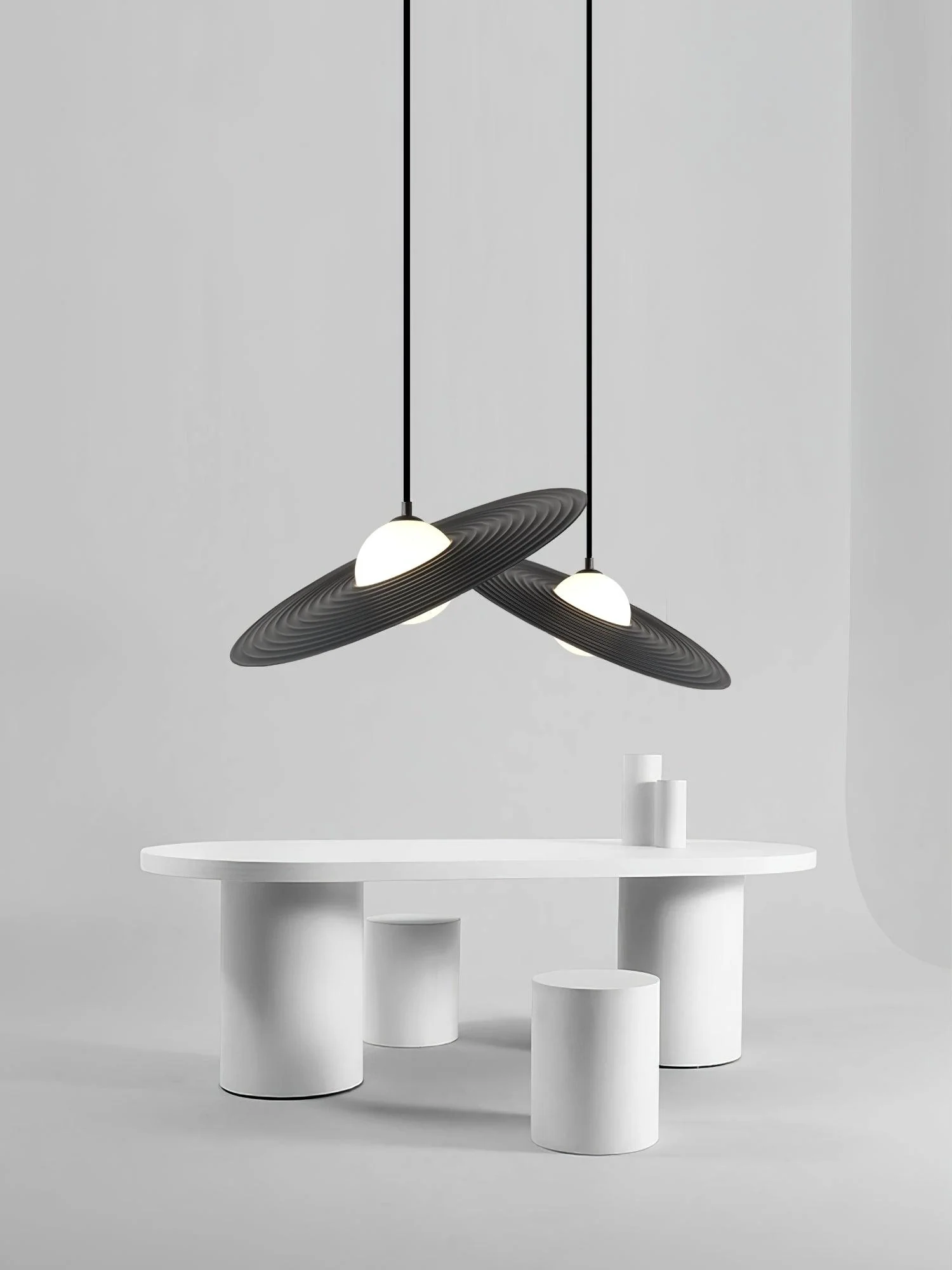 Lustra Pendant Light PE LED Plate White and Black - Image 56