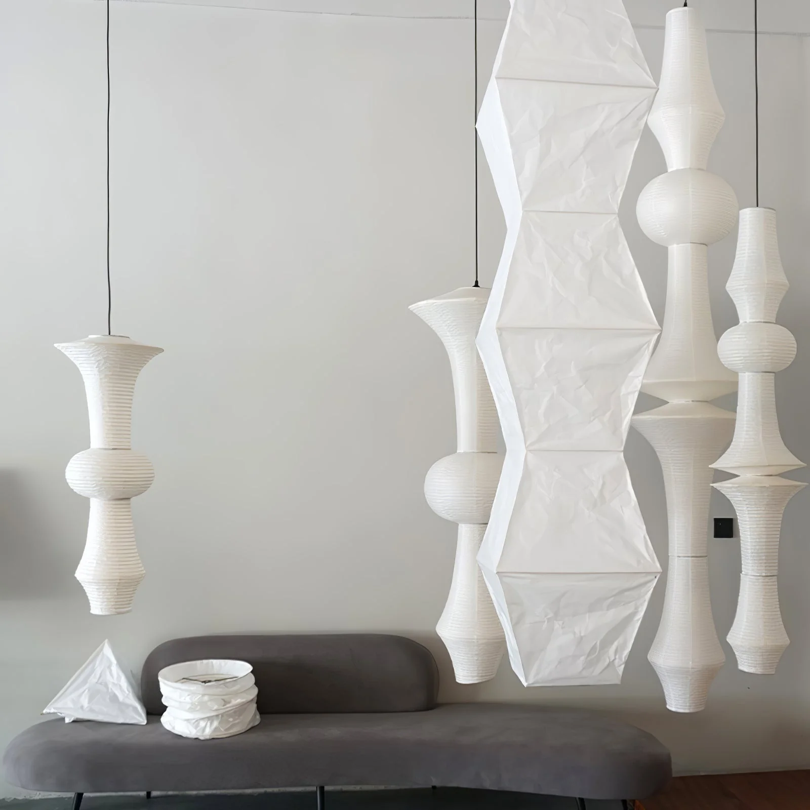 Lustra Pendant Light Washi Paper E for Living Room - Image 33