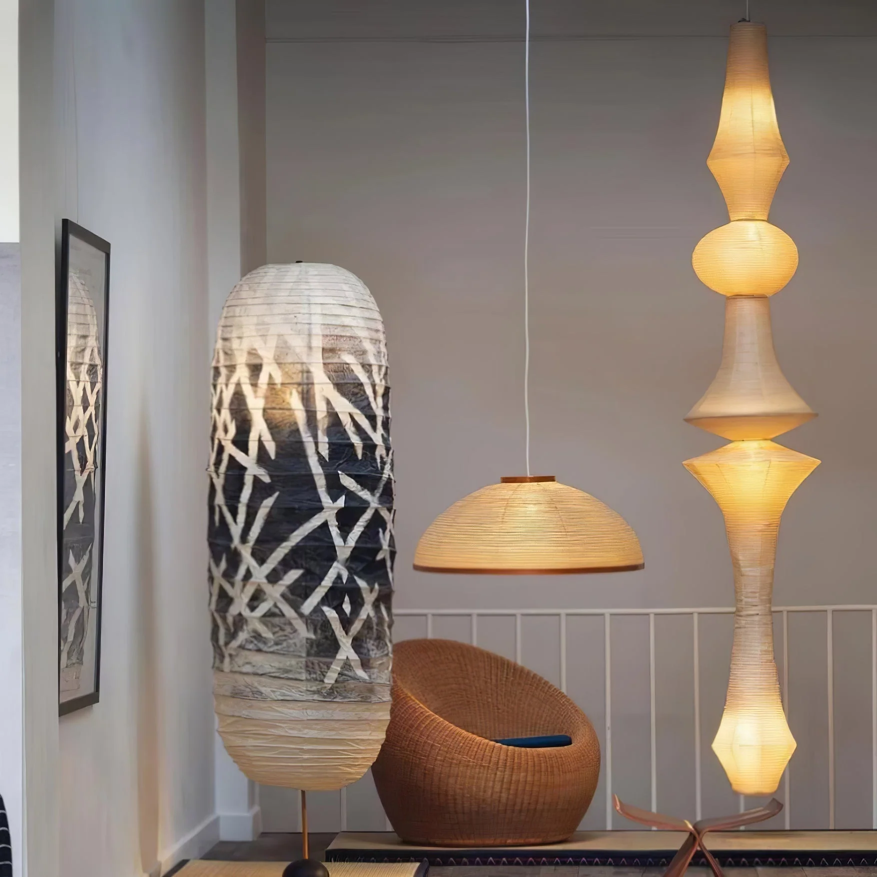 Lustra Pendant Light Washi Paper E for Living Room - Image 50