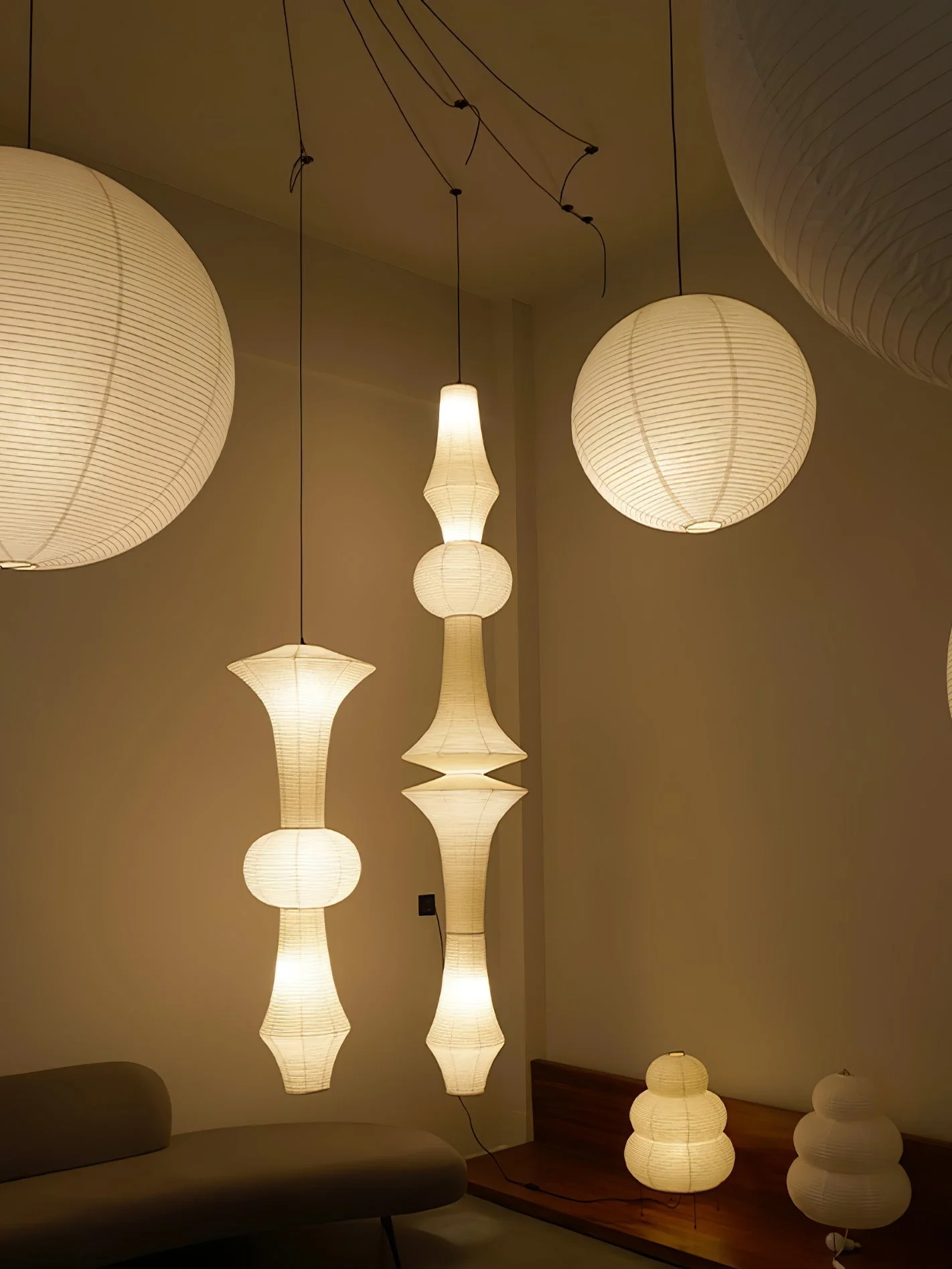 Lustra Pendant Light Washi Paper E for Living Room - Image 51