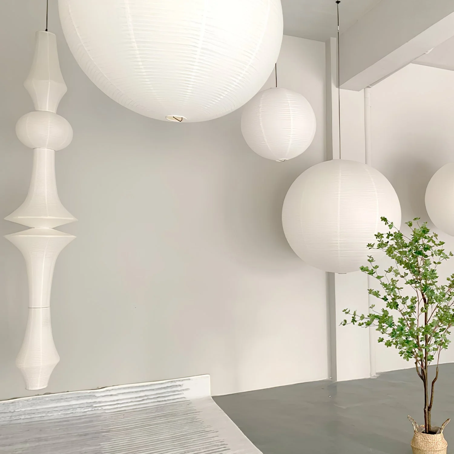 Lustra Pendant Light Washi Paper E for Living Room - Image 57