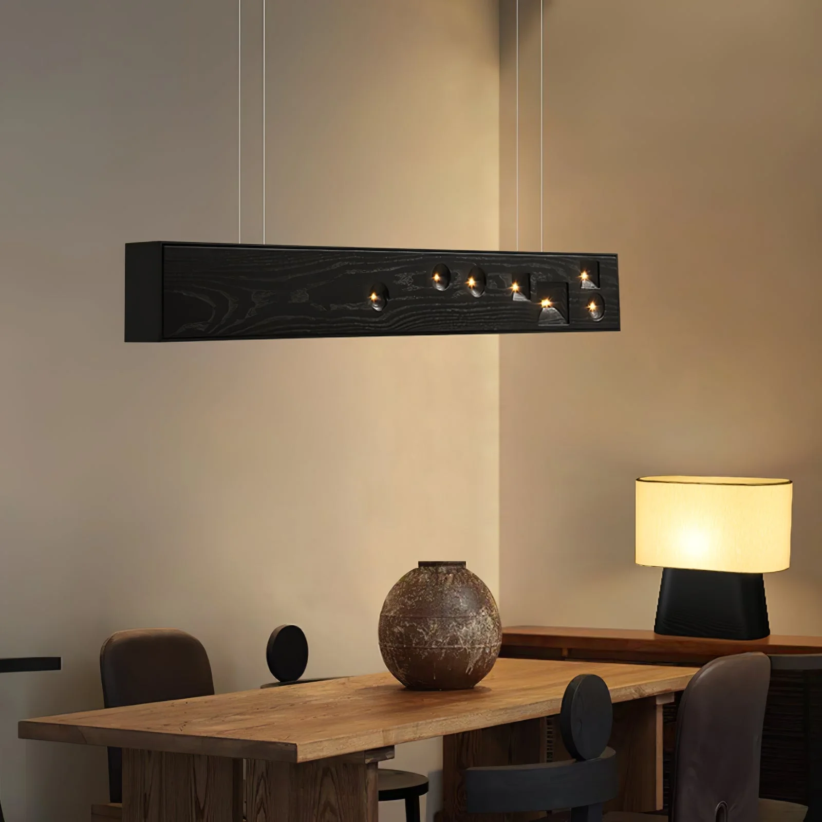 Lustra Pendant Light Wood Gemstone Linear LED - Image 16