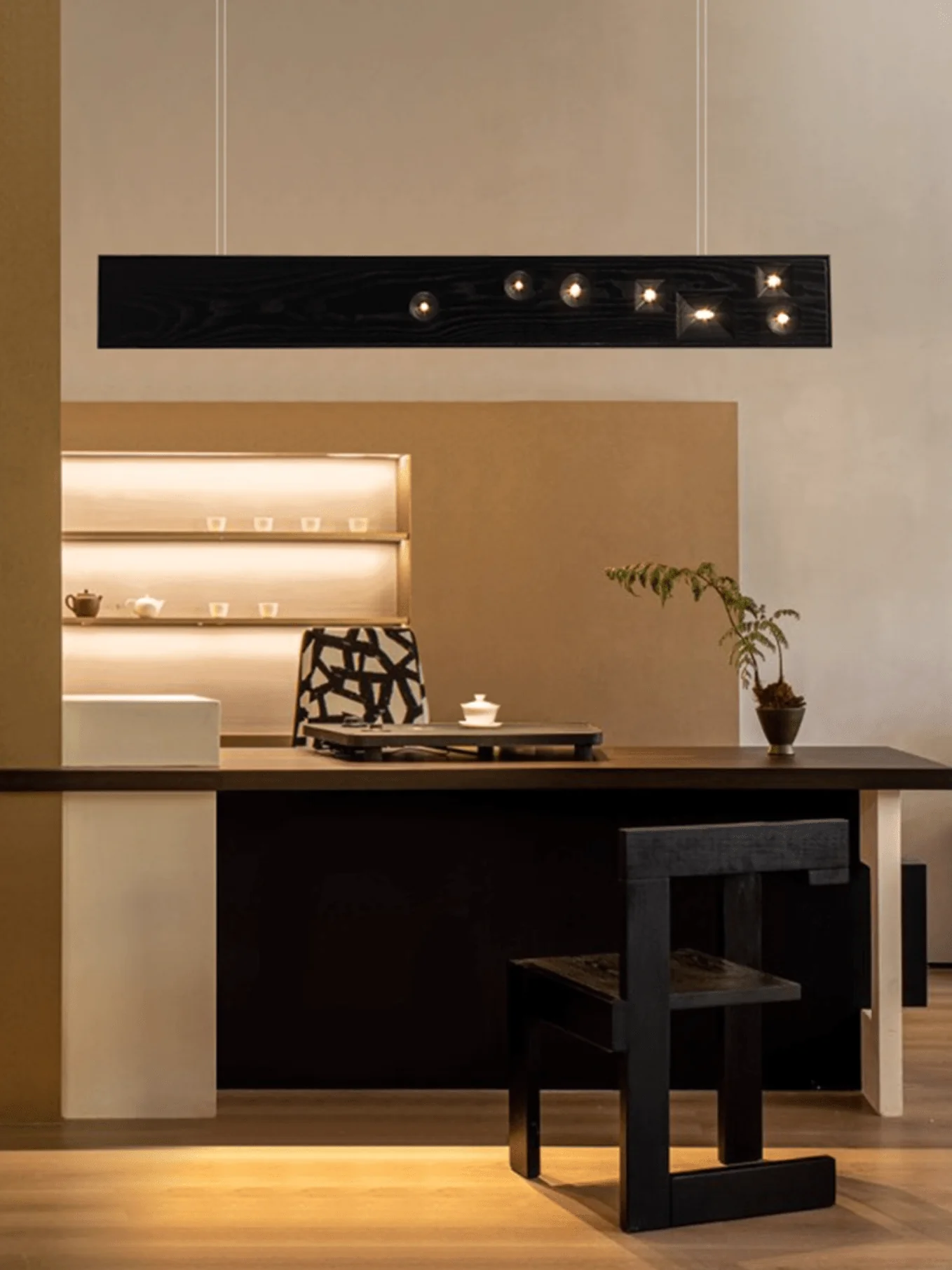 Lustra Pendant Light Wood Gemstone Linear LED - Image 19