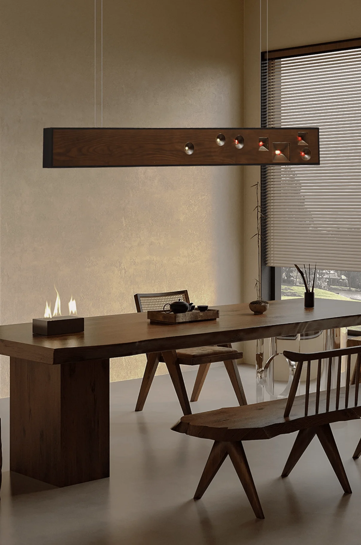 Lustra Pendant Light Wood Gemstone Linear LED - Image 21