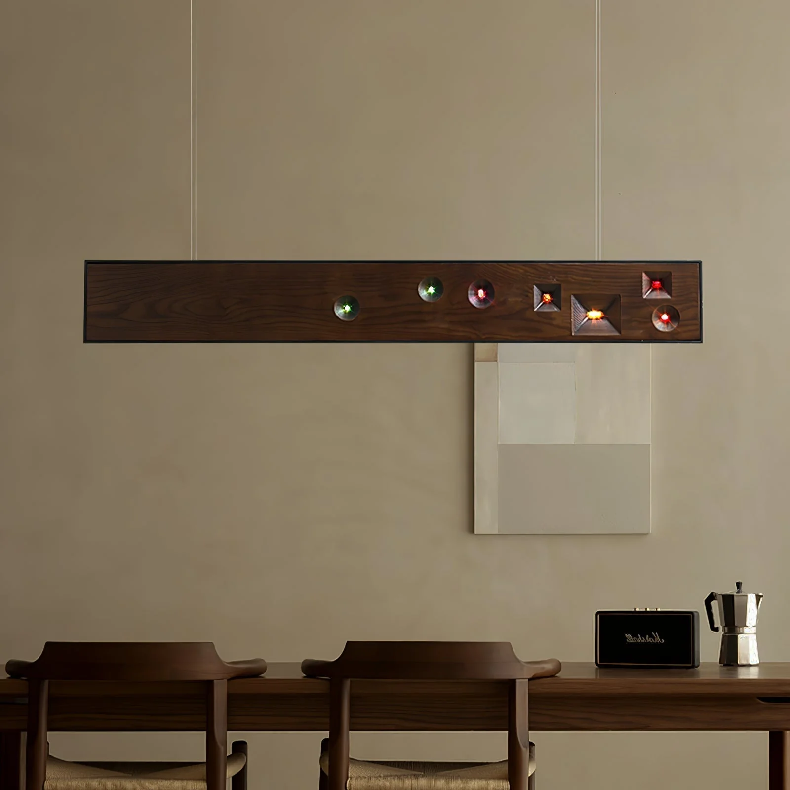 Lustra Pendant Light Wood Gemstone Linear LED - Image 4