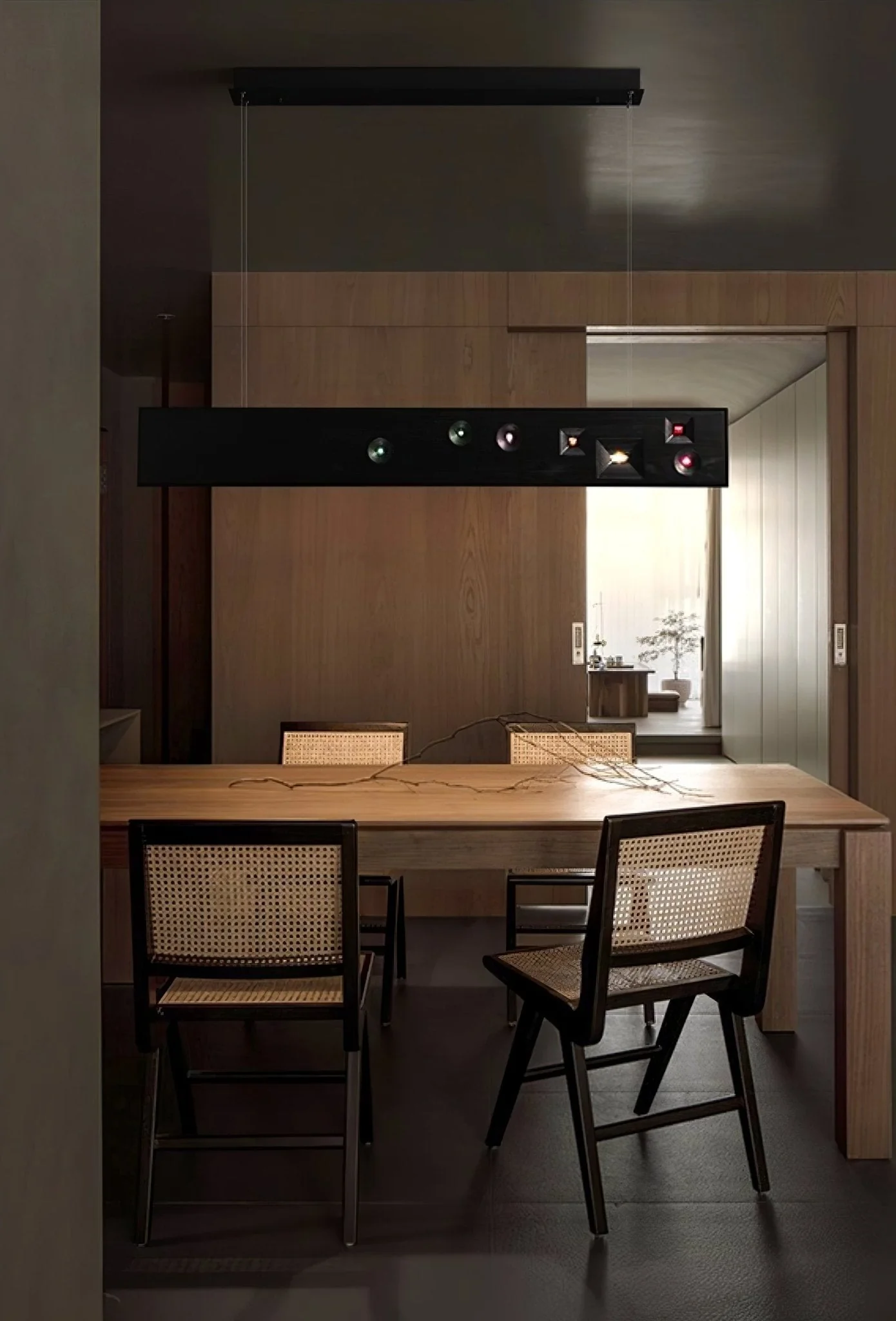 Lustra Pendant Light Wood Gemstone Linear LED - Image 48
