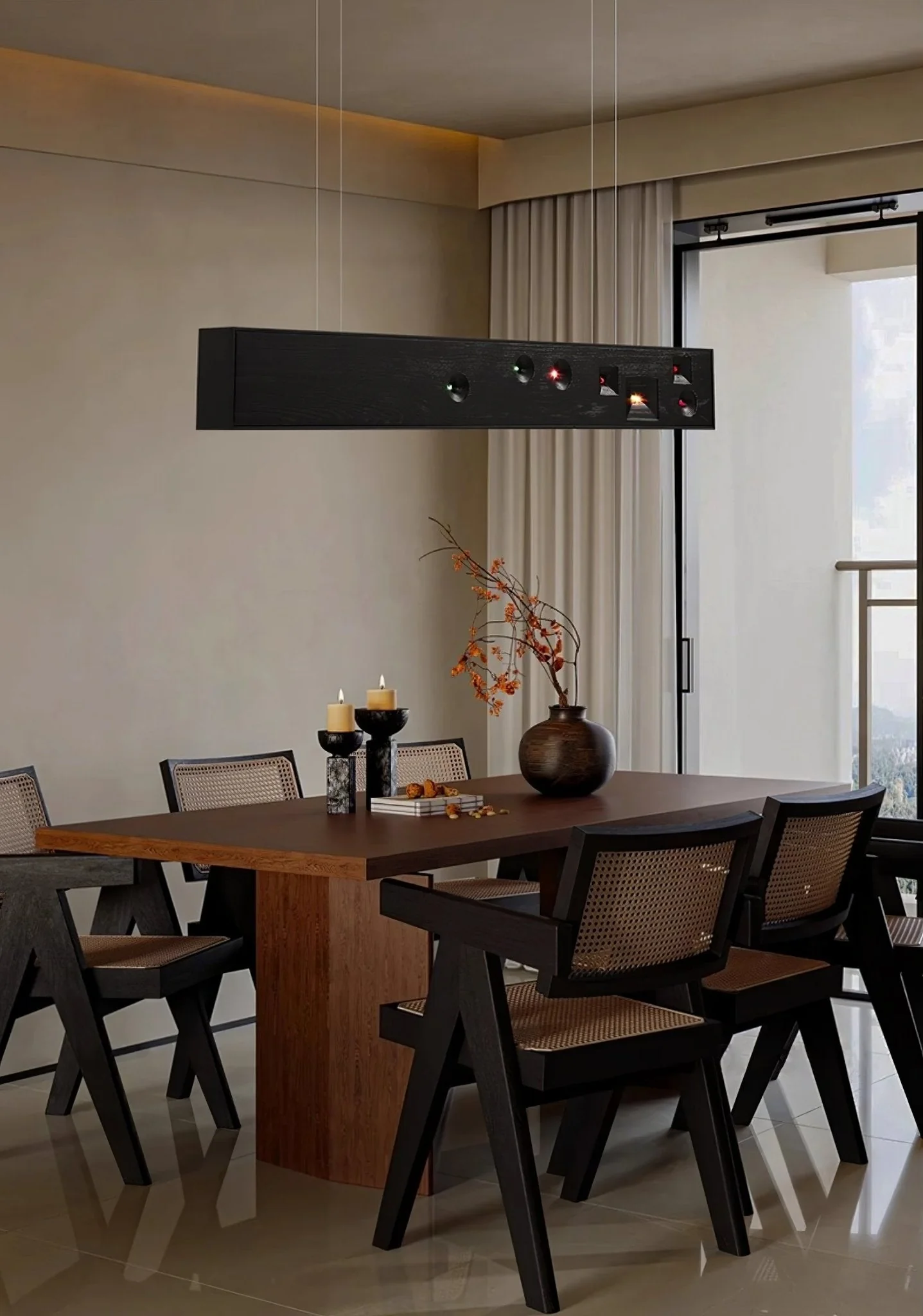 Lustra Pendant Light Wood Gemstone Linear LED - Image 49