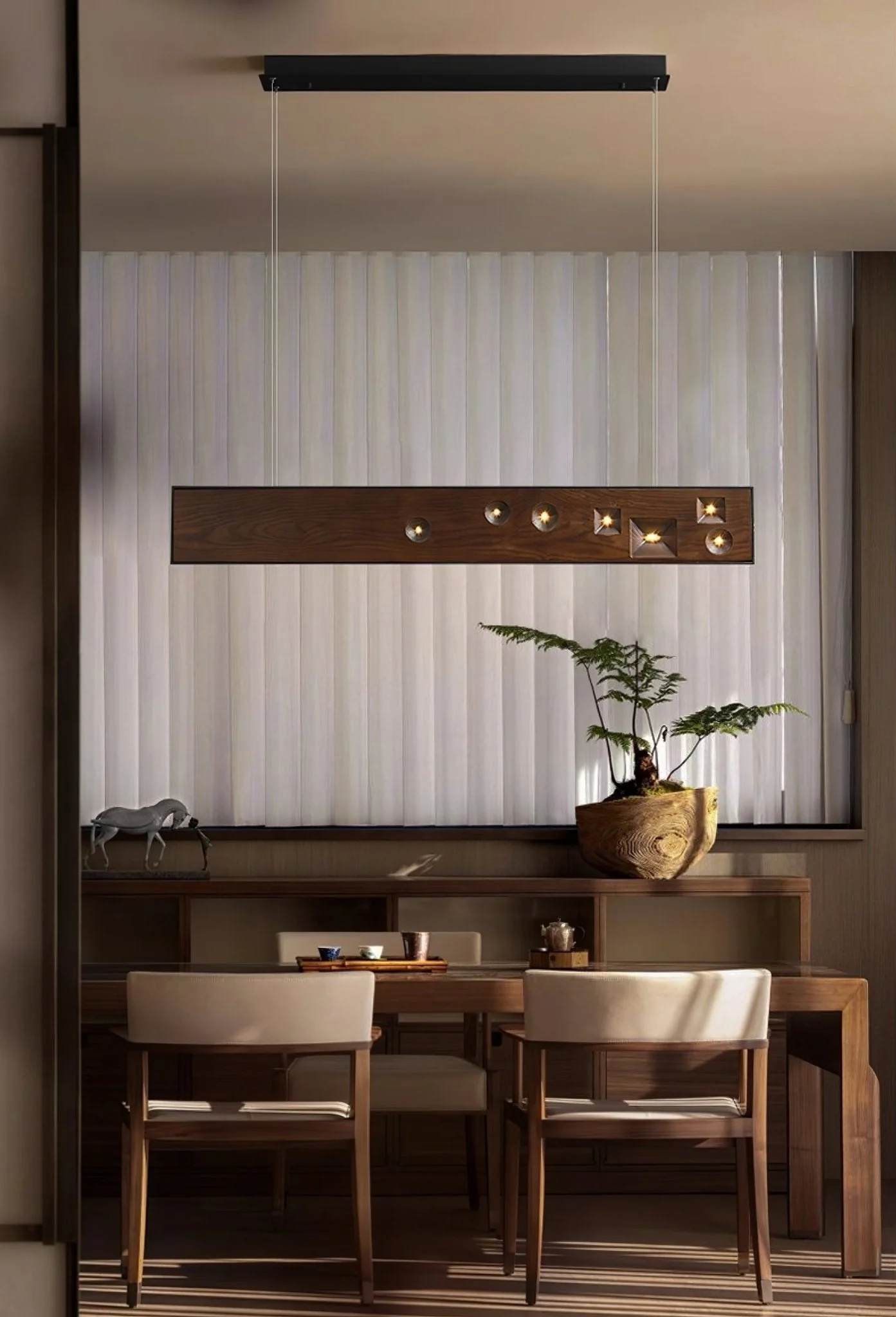 Lustra Pendant Light Wood Gemstone Linear LED - Image 50