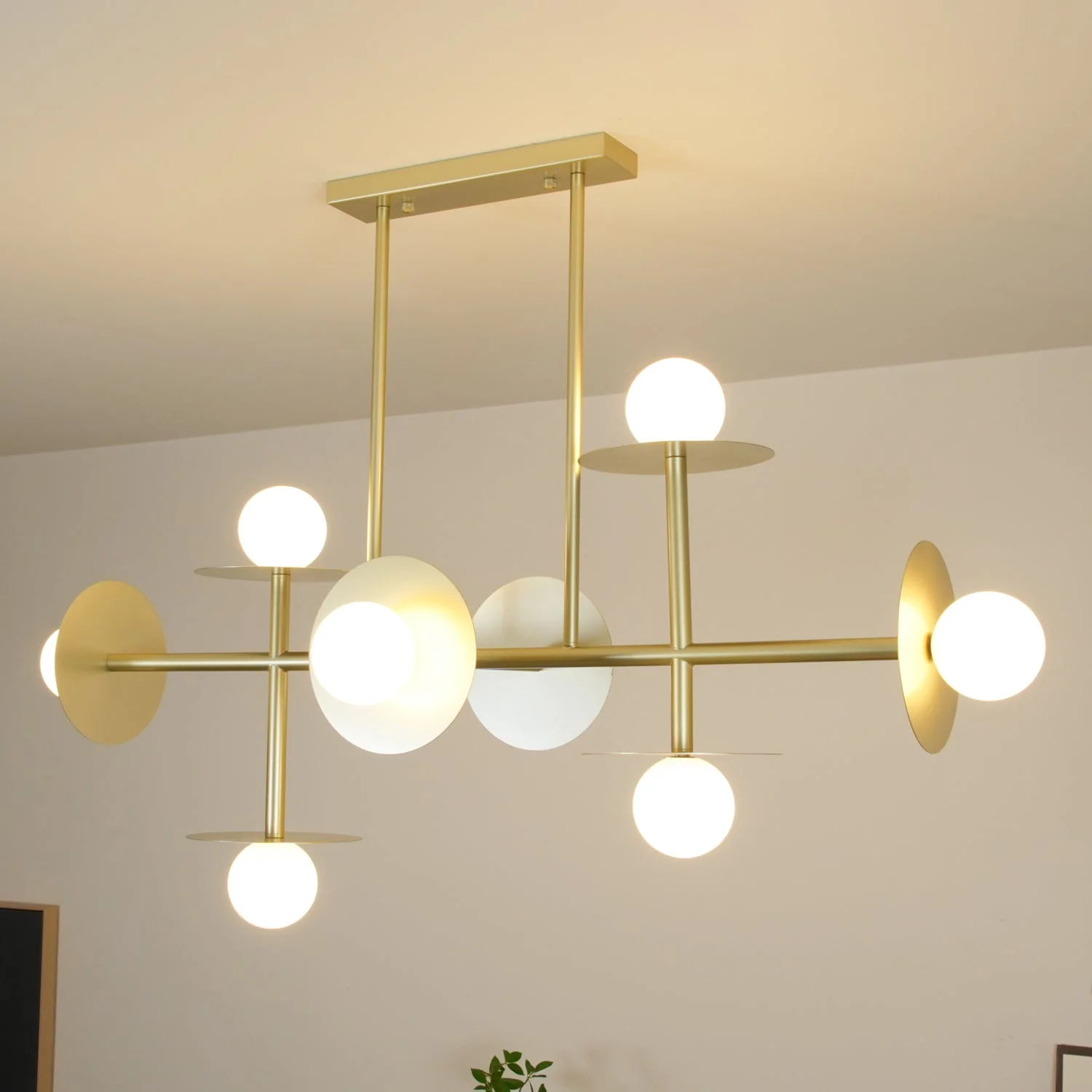 Lustra Strada Chandelier Brass Glass Geometric - Image 10