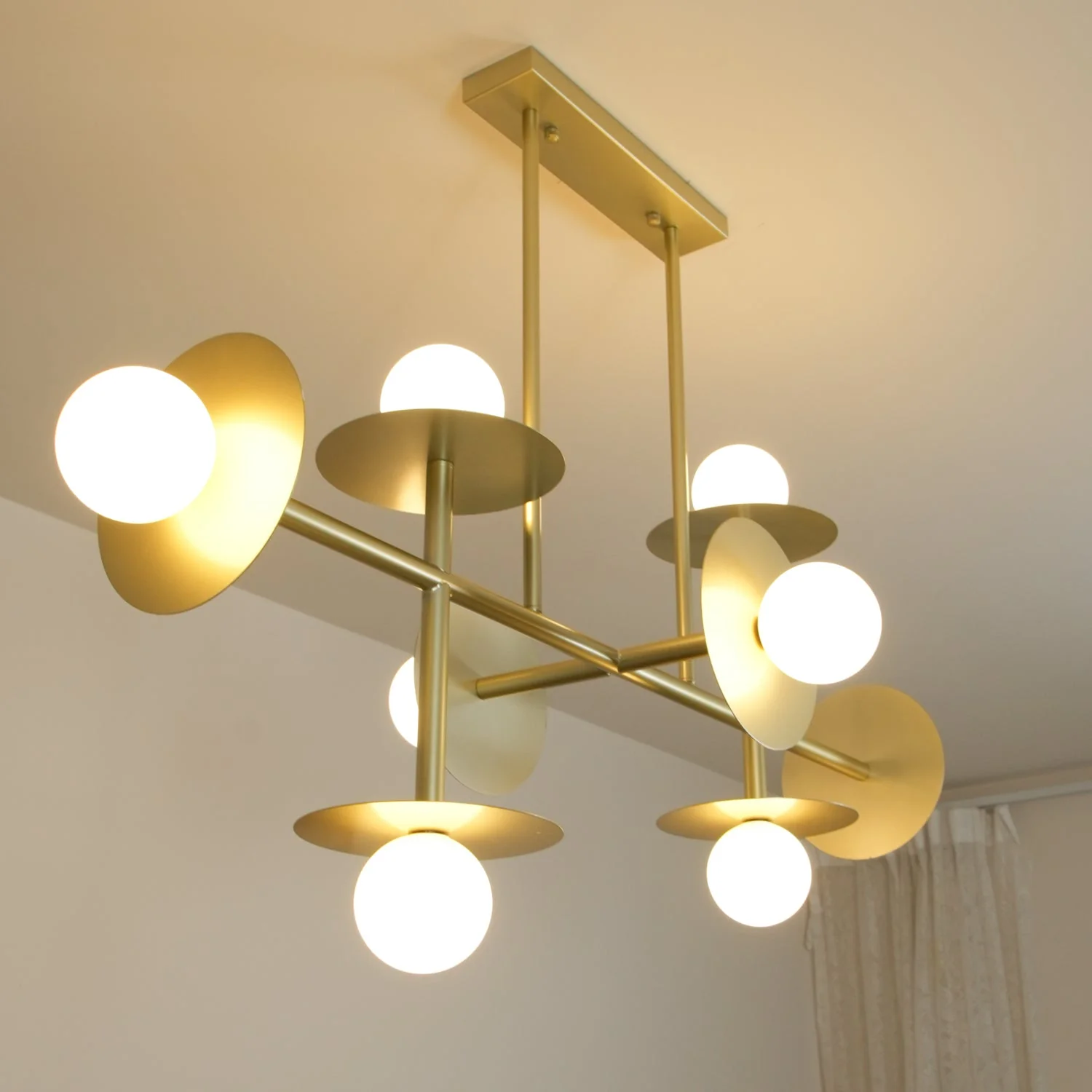 Lustra Strada Chandelier Brass Glass Geometric - Image 12