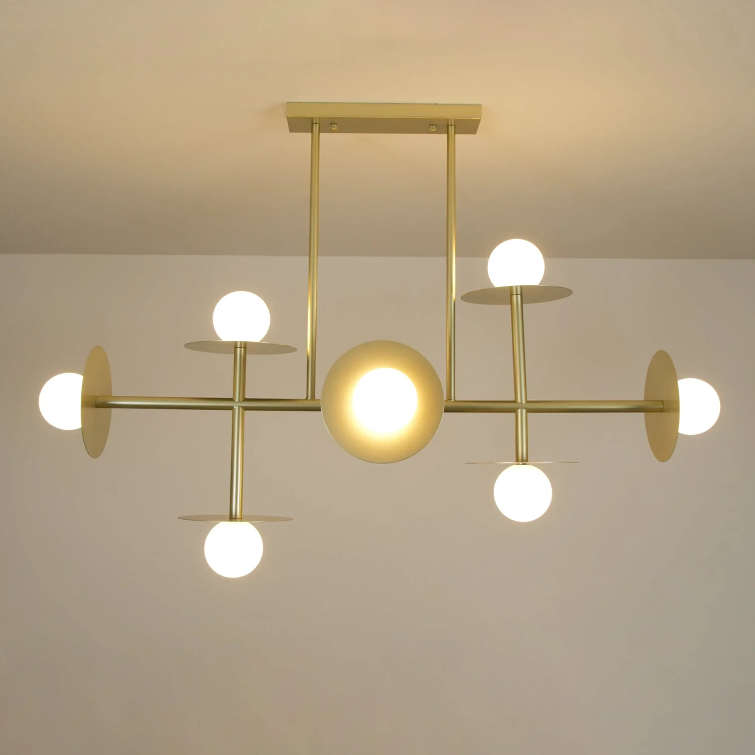 Lustra Strada Chandelier Brass Glass Geometric - Image 18
