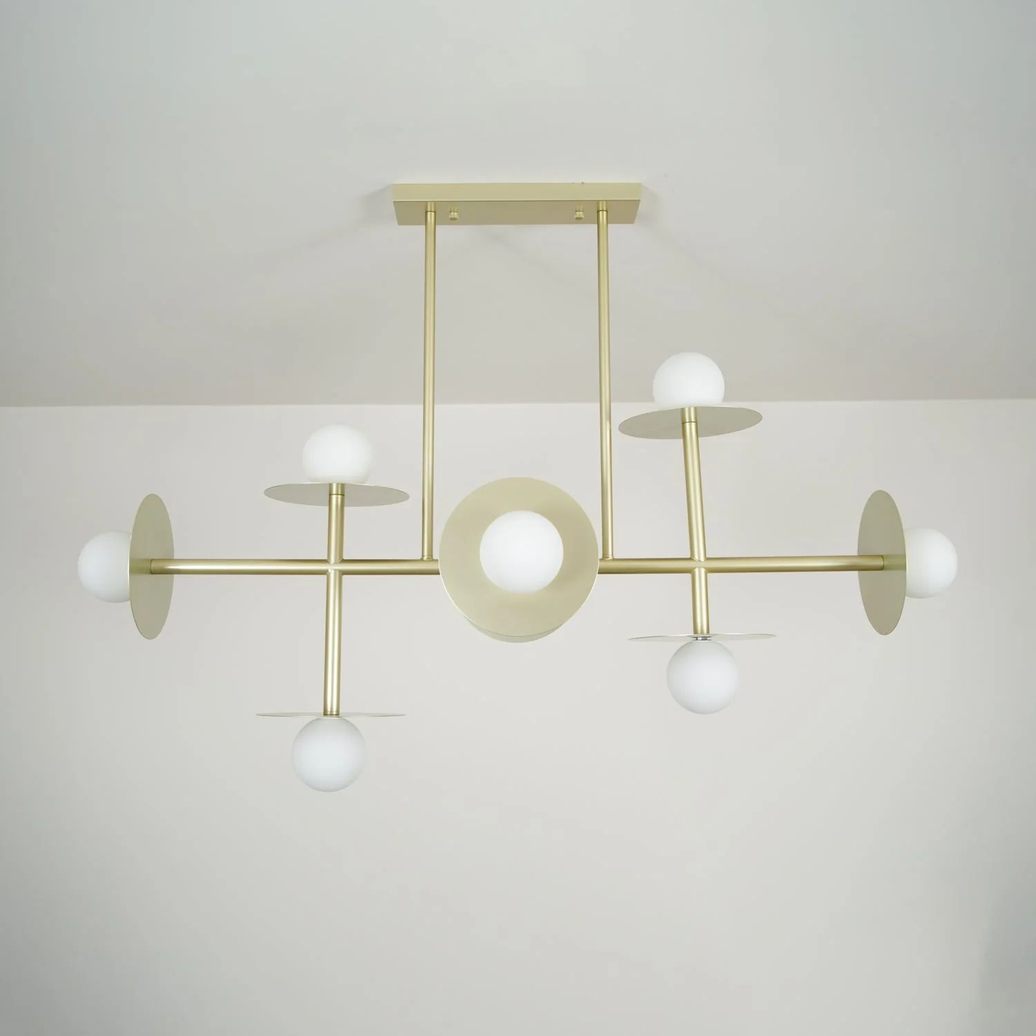 Lustra Strada Chandelier Brass Glass Geometric - Image 2