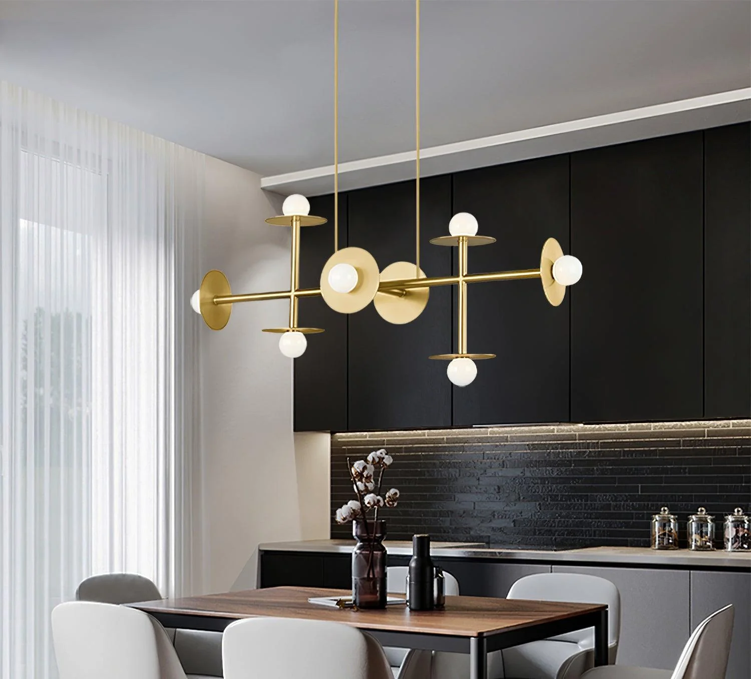 Lustra Strada Chandelier Brass Glass Geometric - Image 20