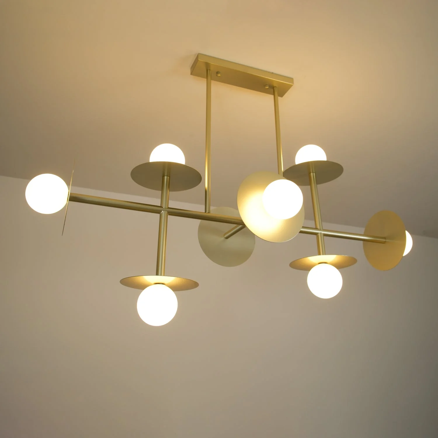 Lustra Strada Chandelier Brass Glass Geometric - Image 3