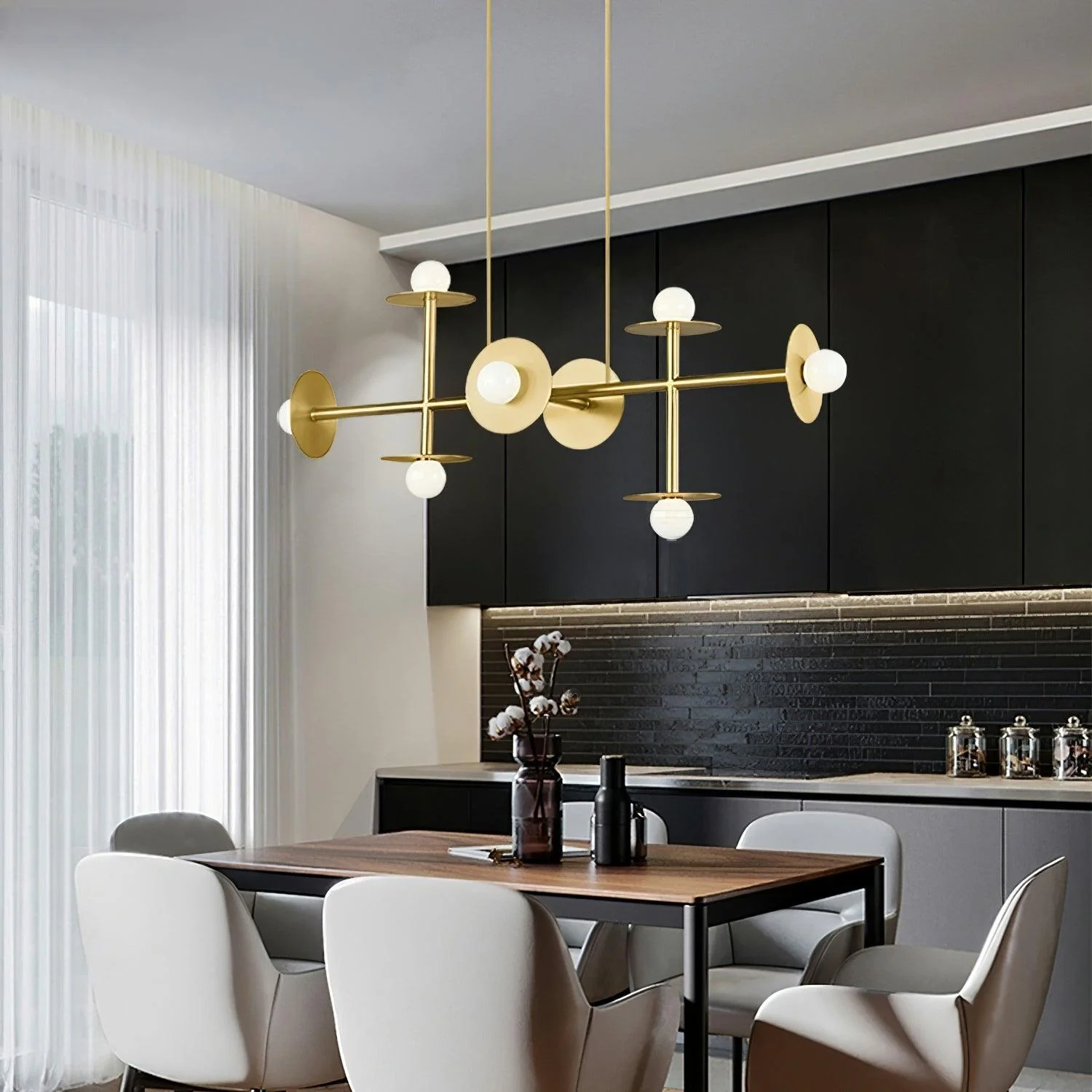 Lustra Strada Chandelier Brass Glass Geometric - Image 4