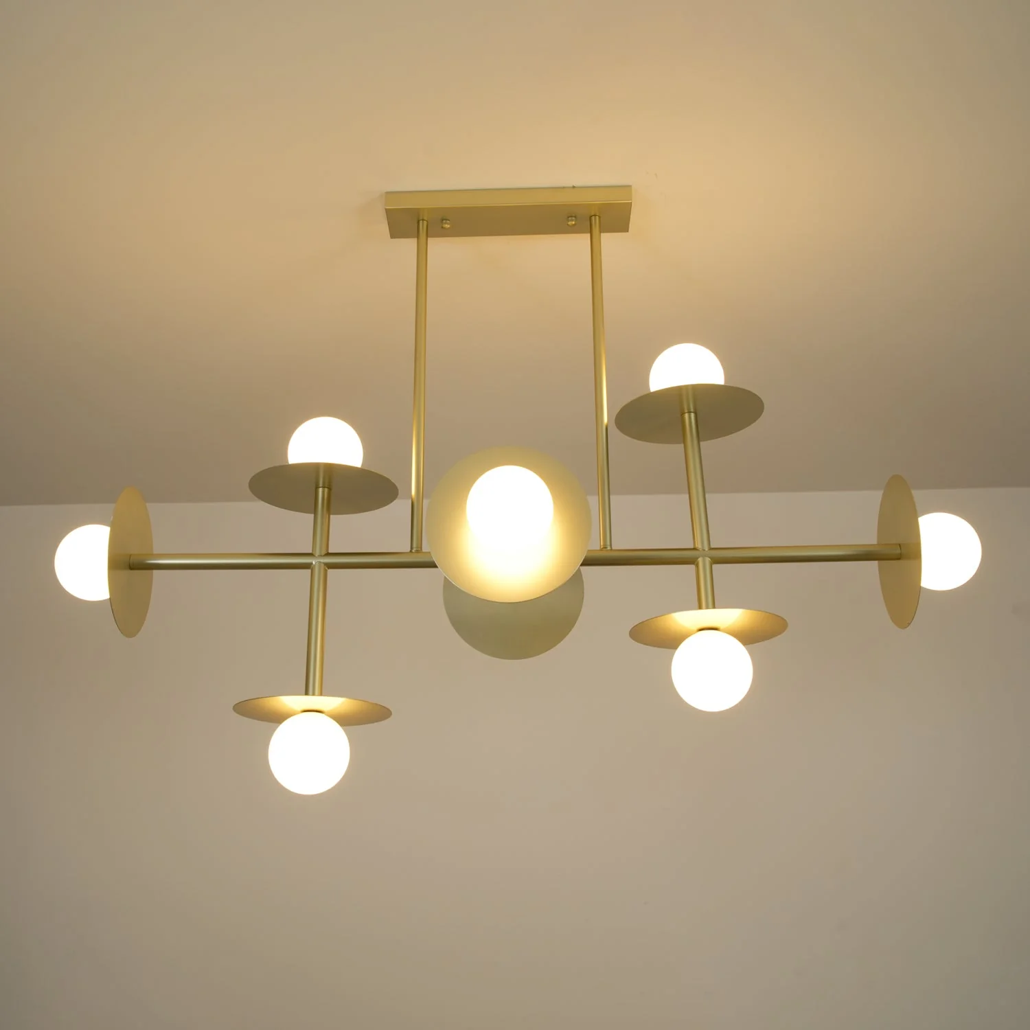 Lustra Strada Chandelier Brass Glass Geometric - Image 5
