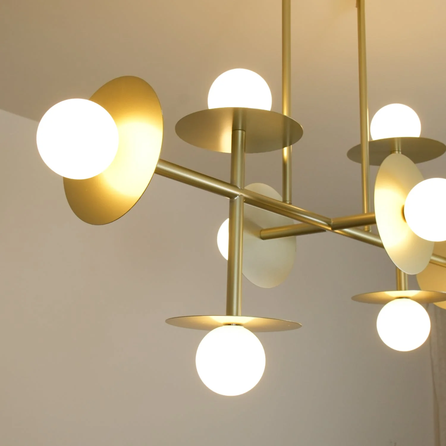 Lustra Strada Chandelier Brass Glass Geometric - Image 6