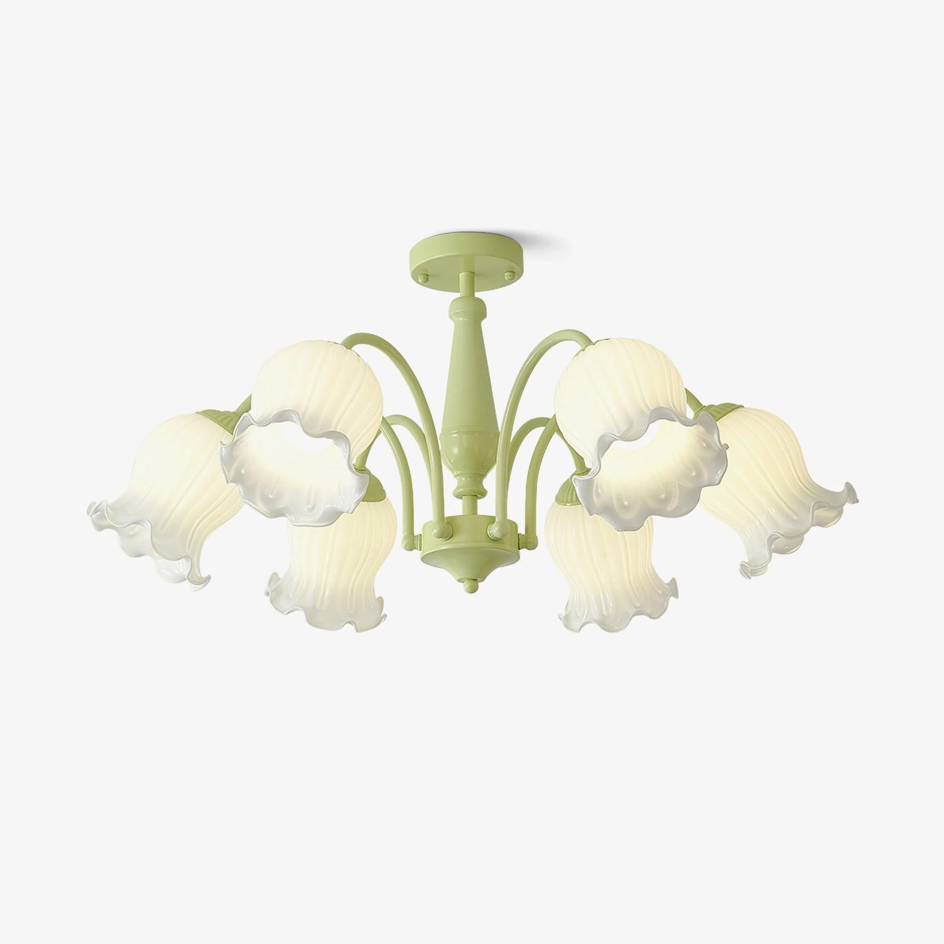 Lustra Trumpet Chandelier Floral Pastel Glass Petals