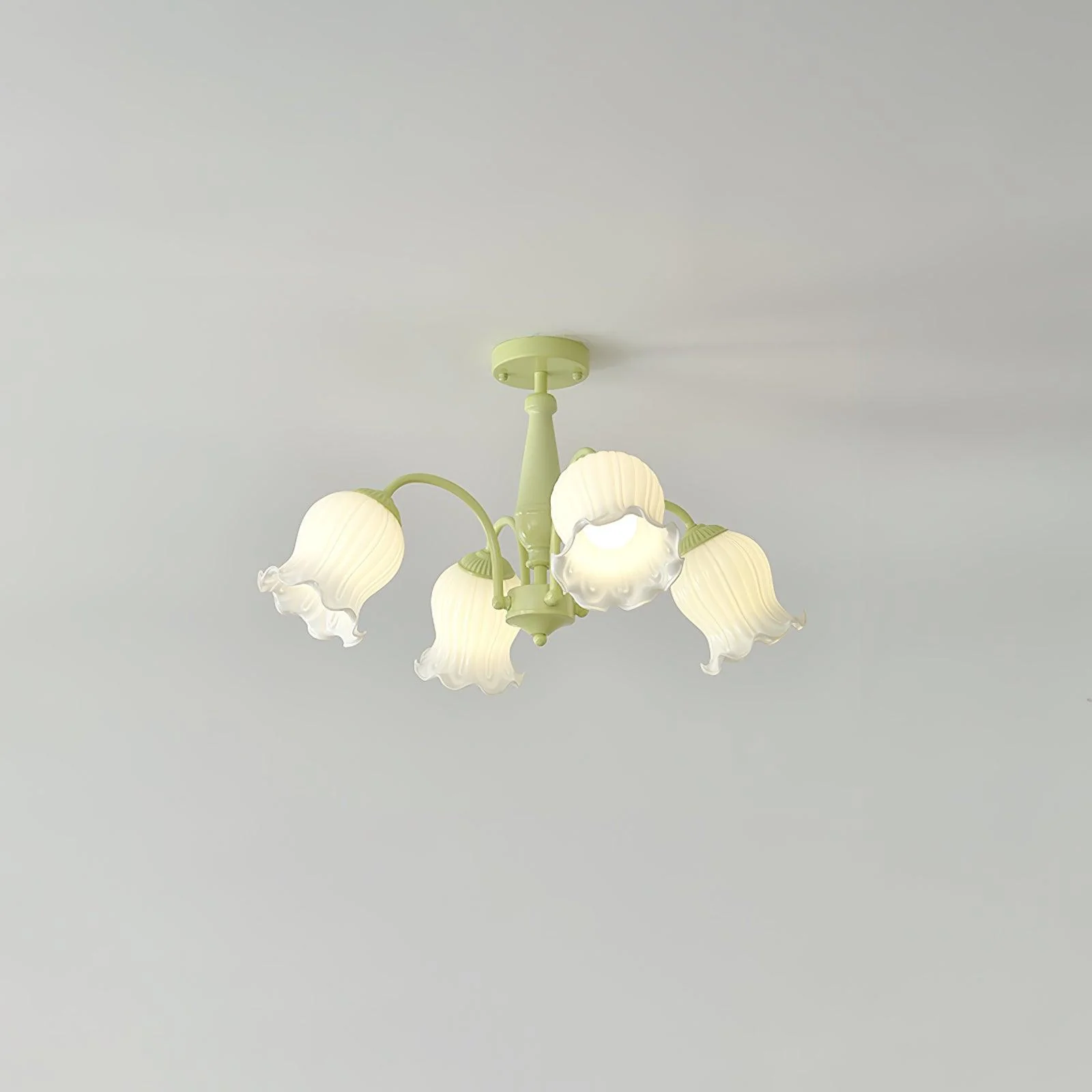 Lustra Trumpet Chandelier Floral Pastel Glass Petals - Image 11