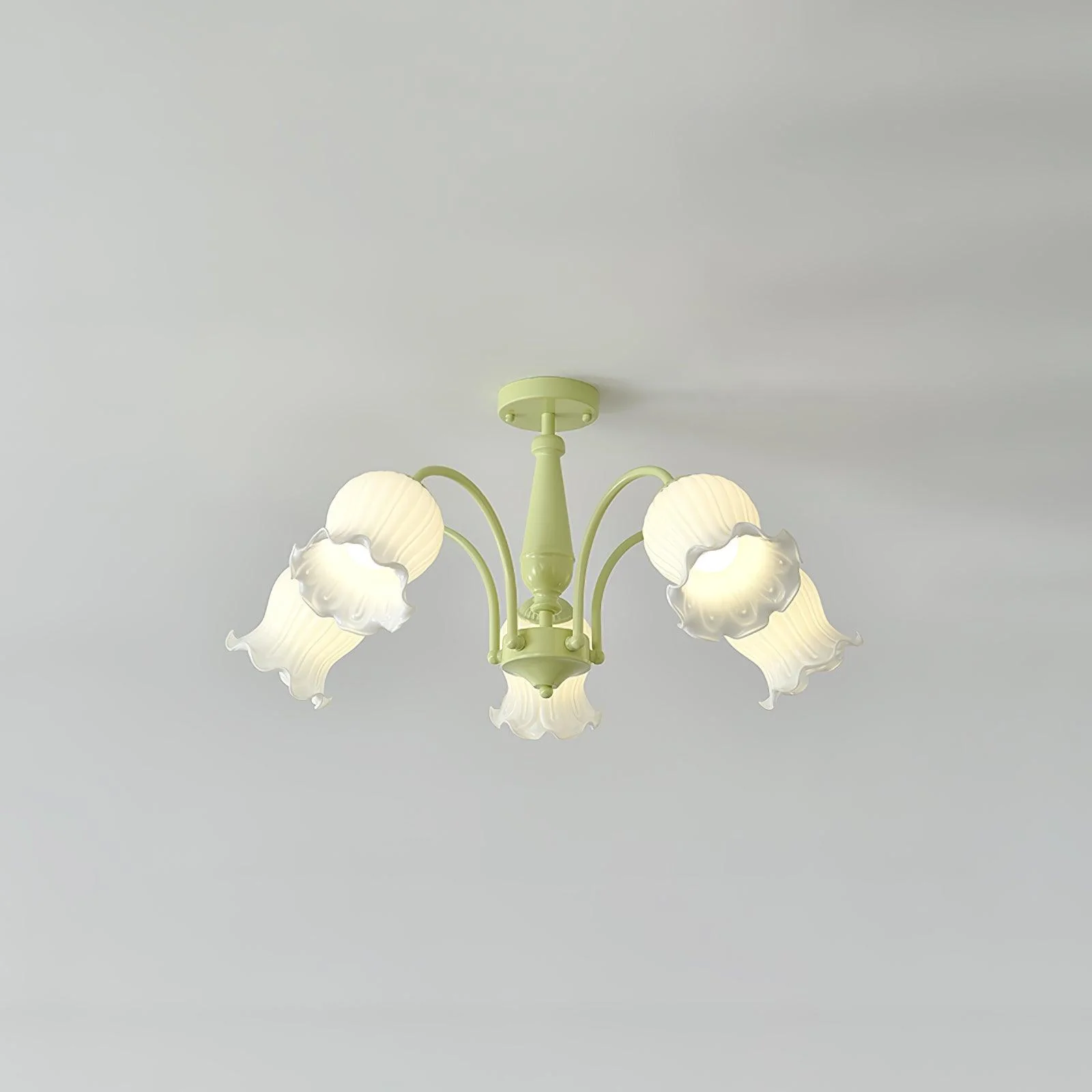 Lustra Trumpet Chandelier Floral Pastel Glass Petals - Image 13