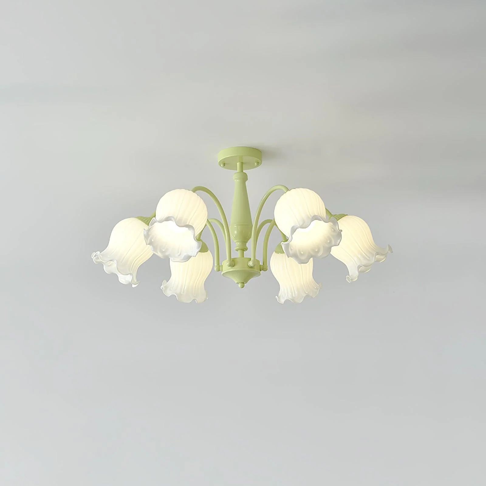 Lustra Trumpet Chandelier Floral Pastel Glass Petals - Image 14