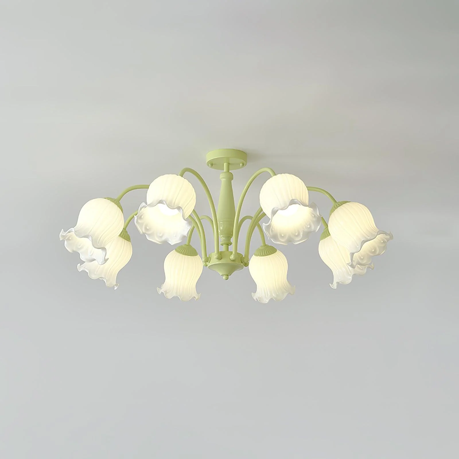 Lustra Trumpet Chandelier Floral Pastel Glass Petals - Image 15