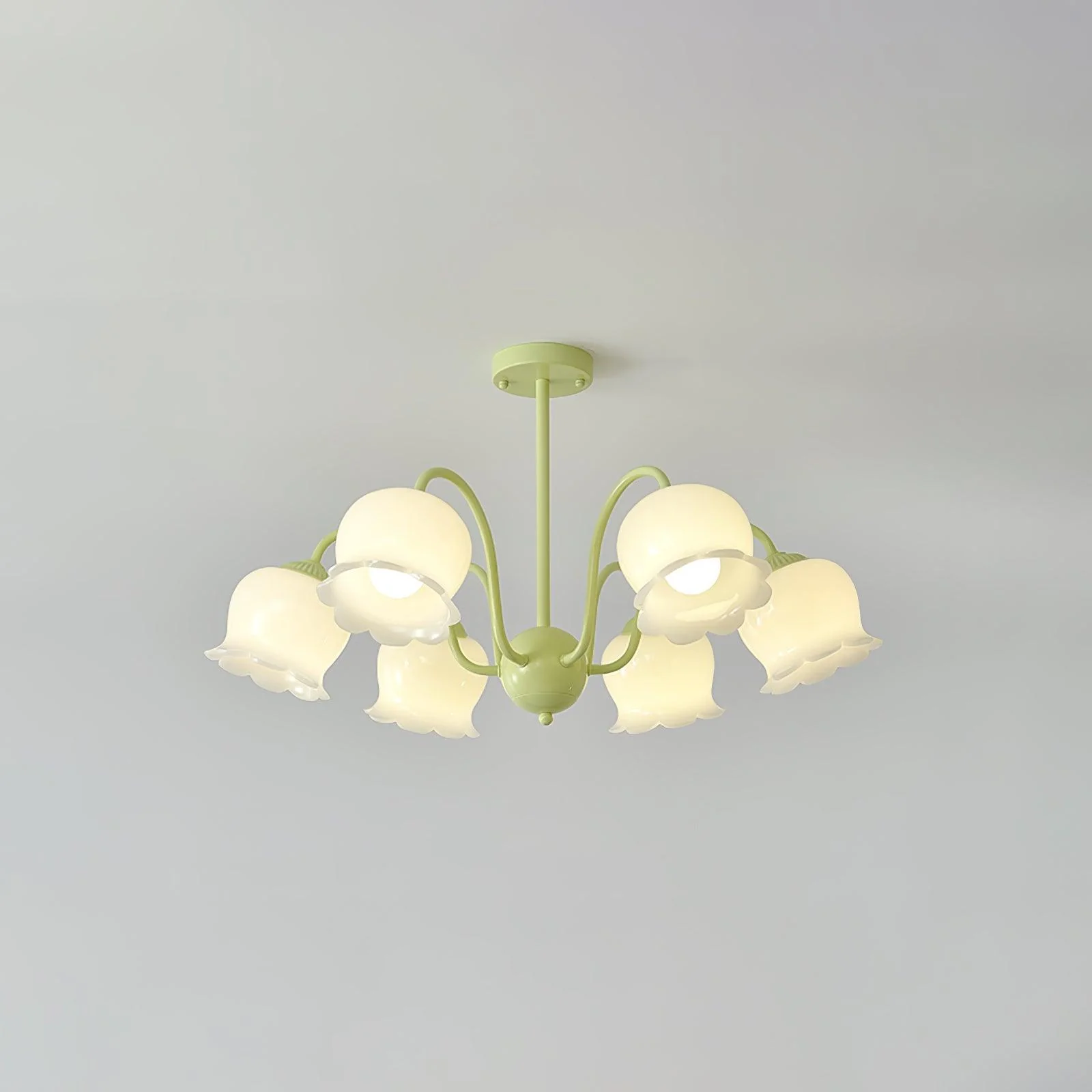 Lustra Trumpet Chandelier Floral Pastel Glass Petals - Image 19