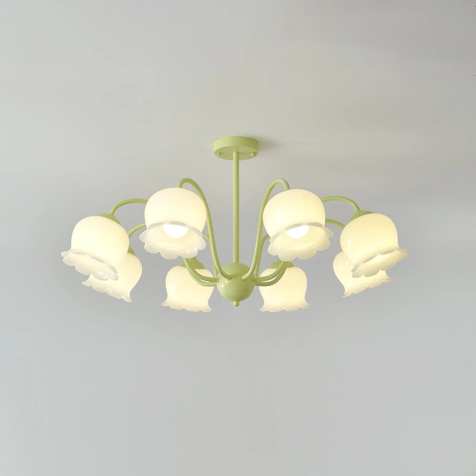 Lustra Trumpet Chandelier Floral Pastel Glass Petals - Image 20