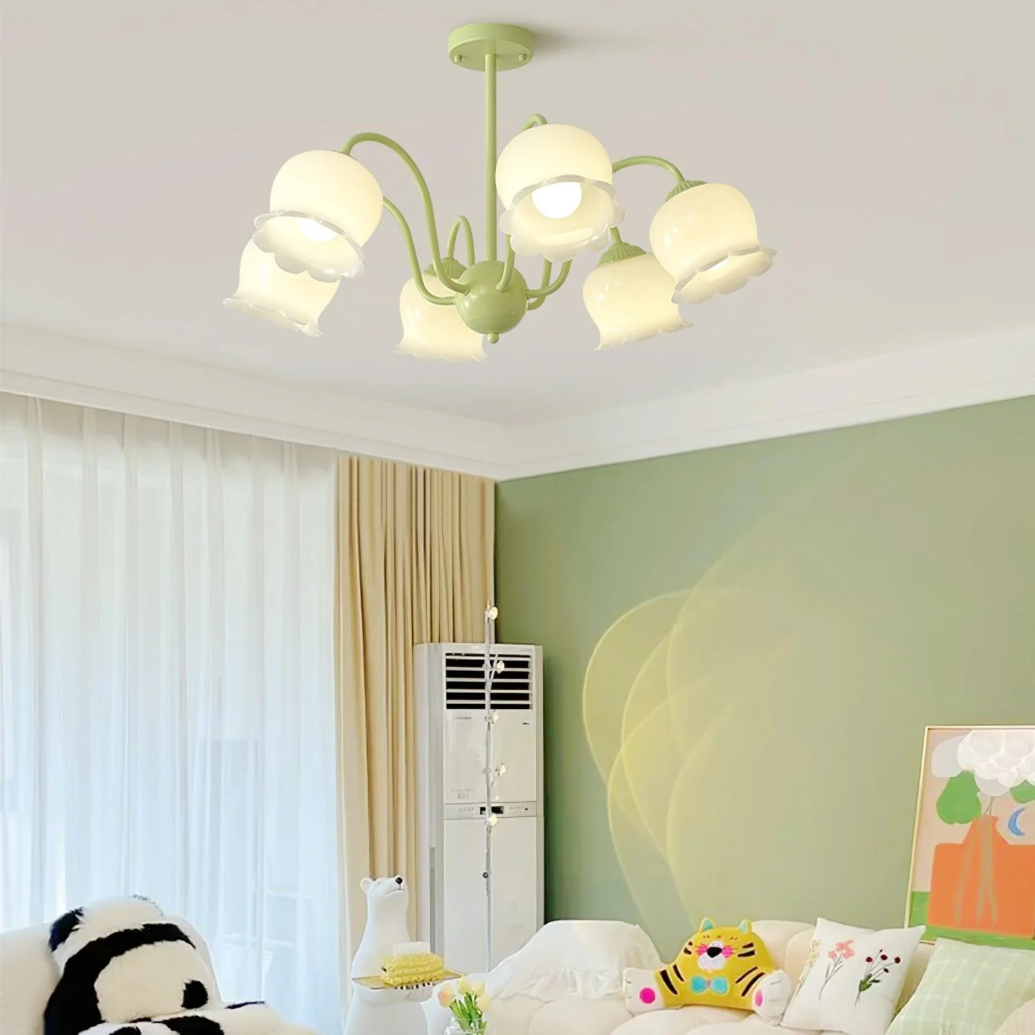 Lustra Trumpet Chandelier Floral Pastel Glass Petals - Image 21
