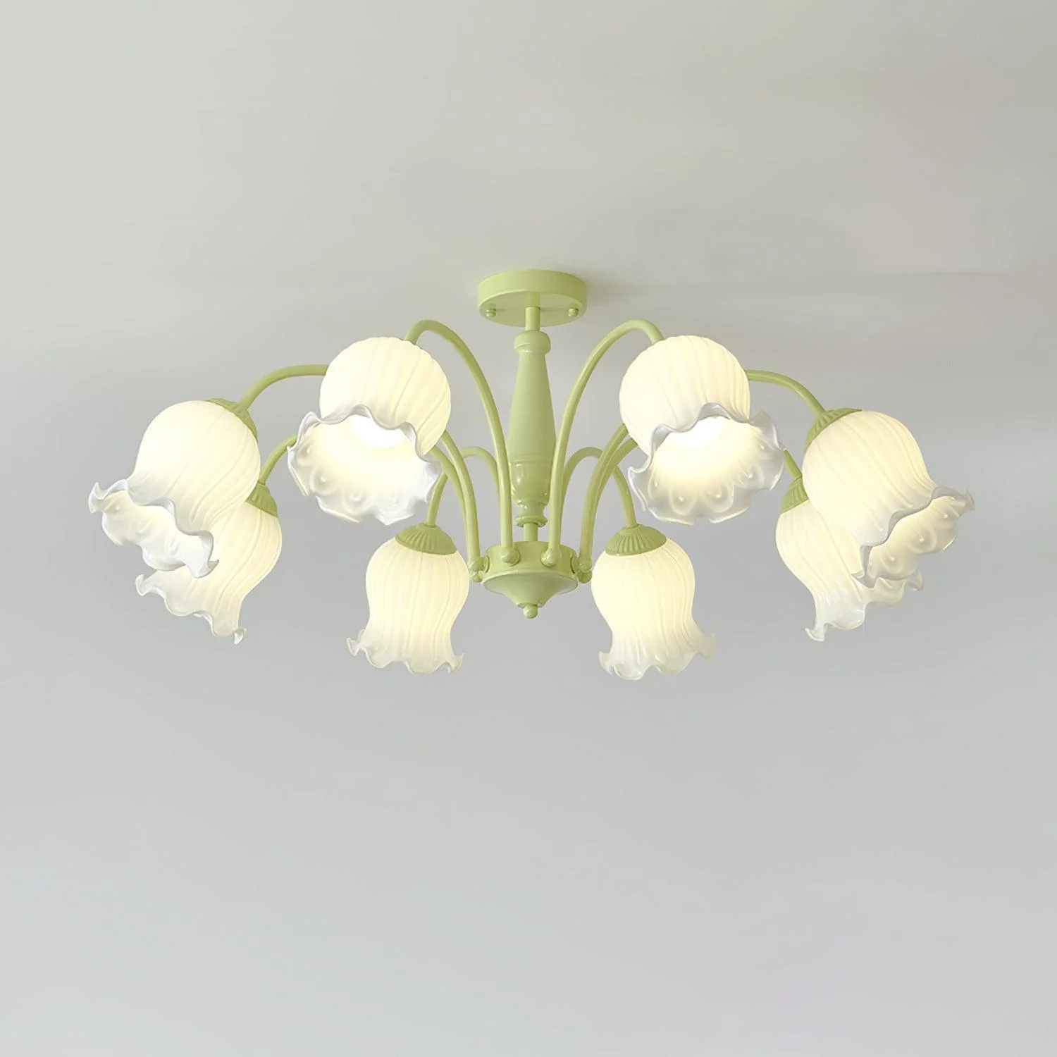 Lustra Trumpet Chandelier Floral Pastel Glass Petals - Image 25
