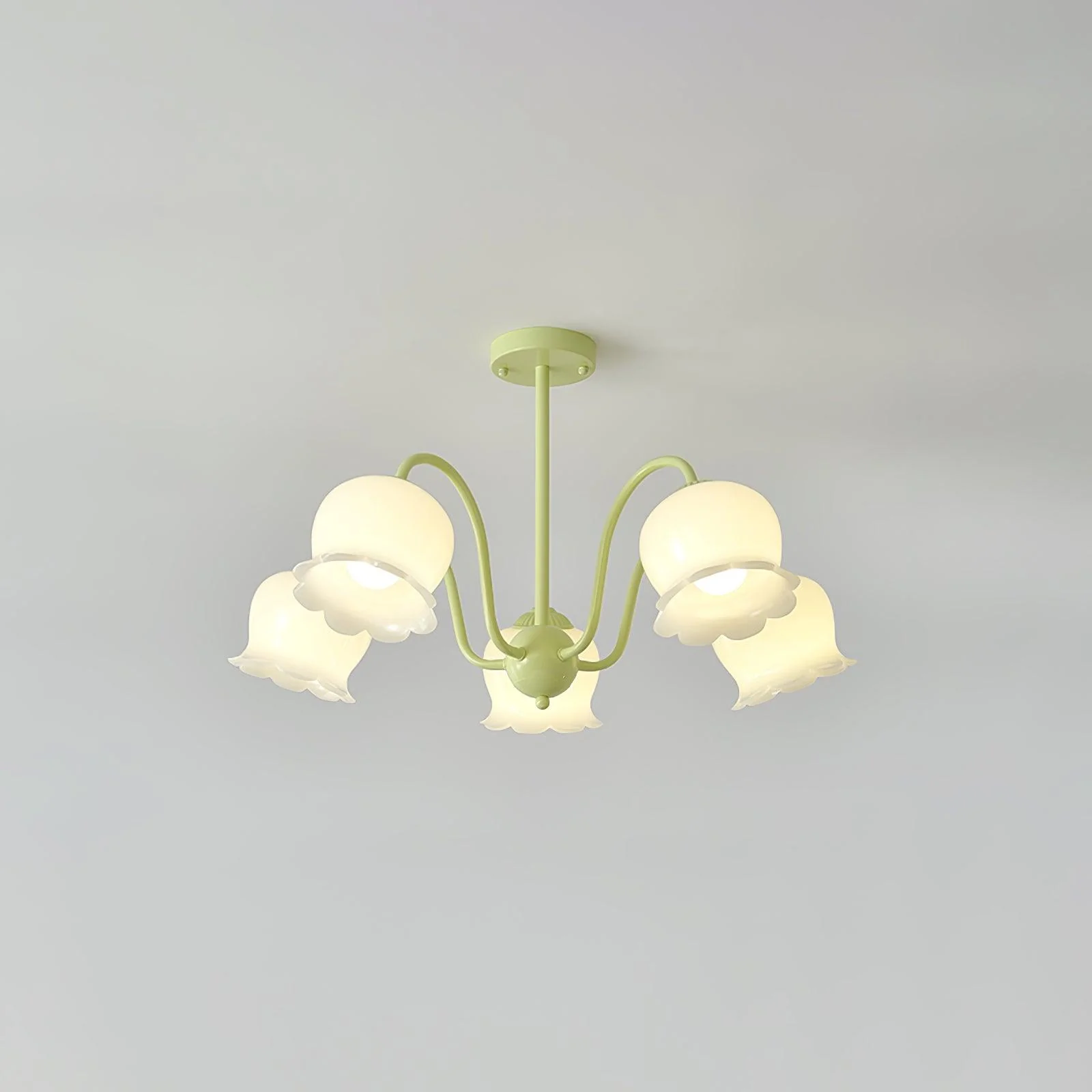 Lustra Trumpet Chandelier Floral Pastel Glass Petals - Image 30