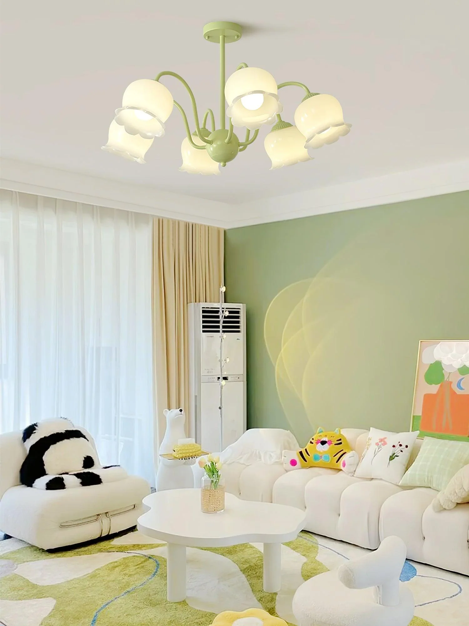 Lustra Trumpet Chandelier Floral Pastel Glass Petals - Image 9
